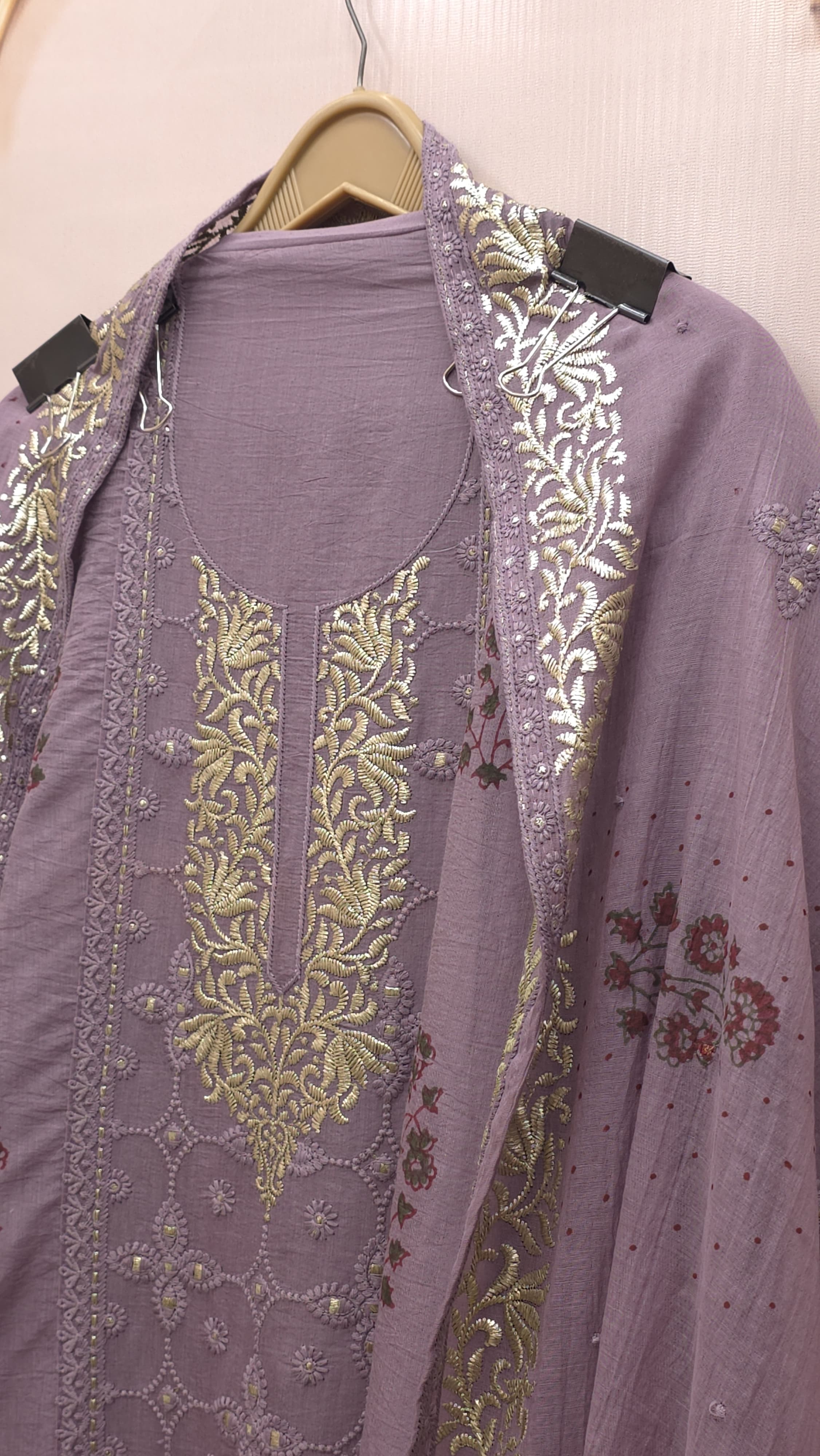 Mulchanderi Suit With Pitta,Threadwork & Print's