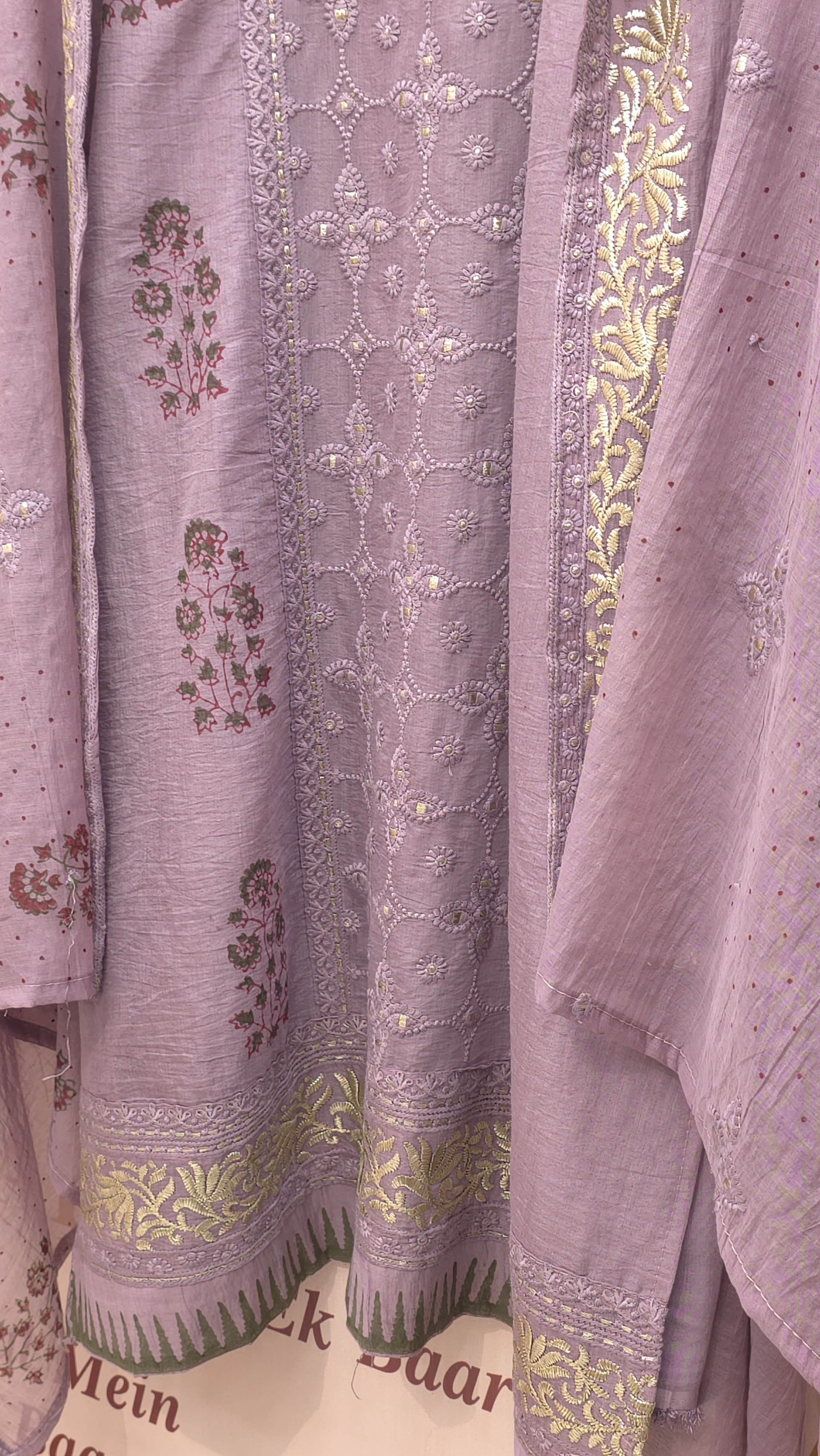 Mulchanderi Suit With Pitta,Threadwork & Print's
