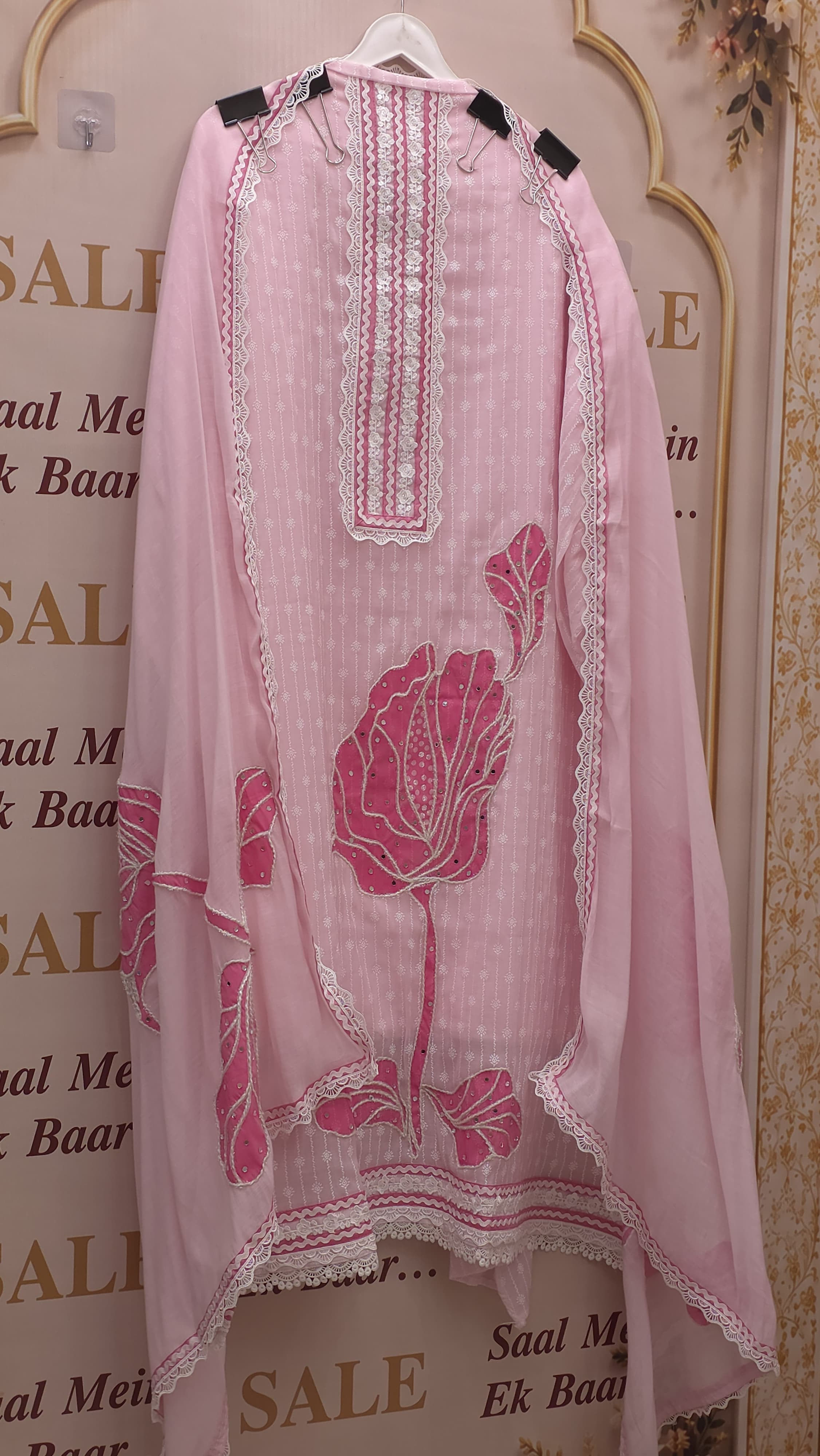 Designer Brush Paint Pure Mul Chanderi Suit