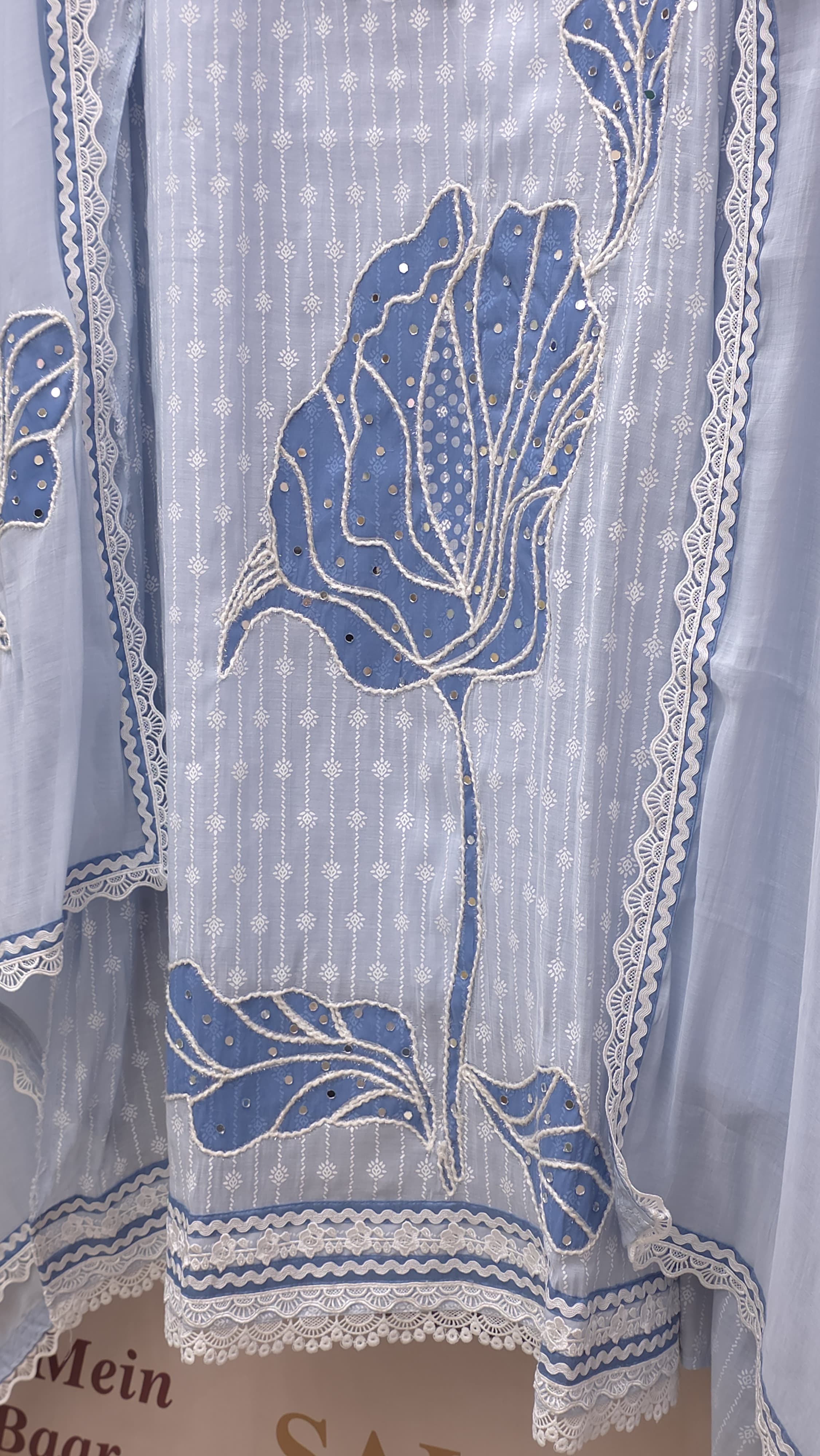 Designer Brush Paint Pure Mul Chanderi Suit
