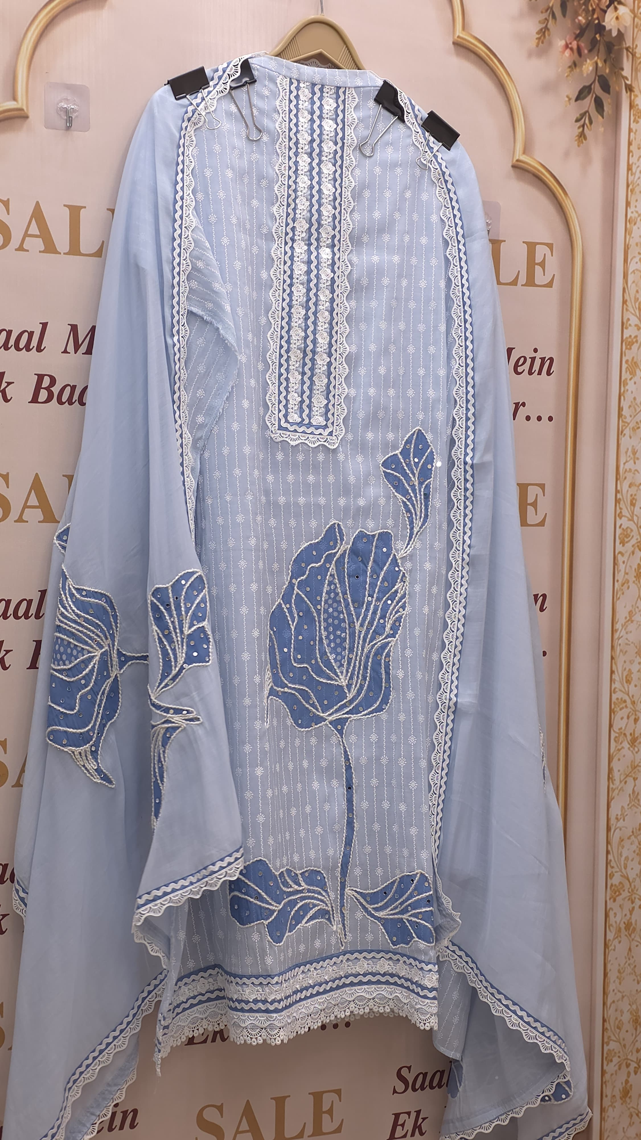 Designer Brush Paint Pure Mul Chanderi Suit