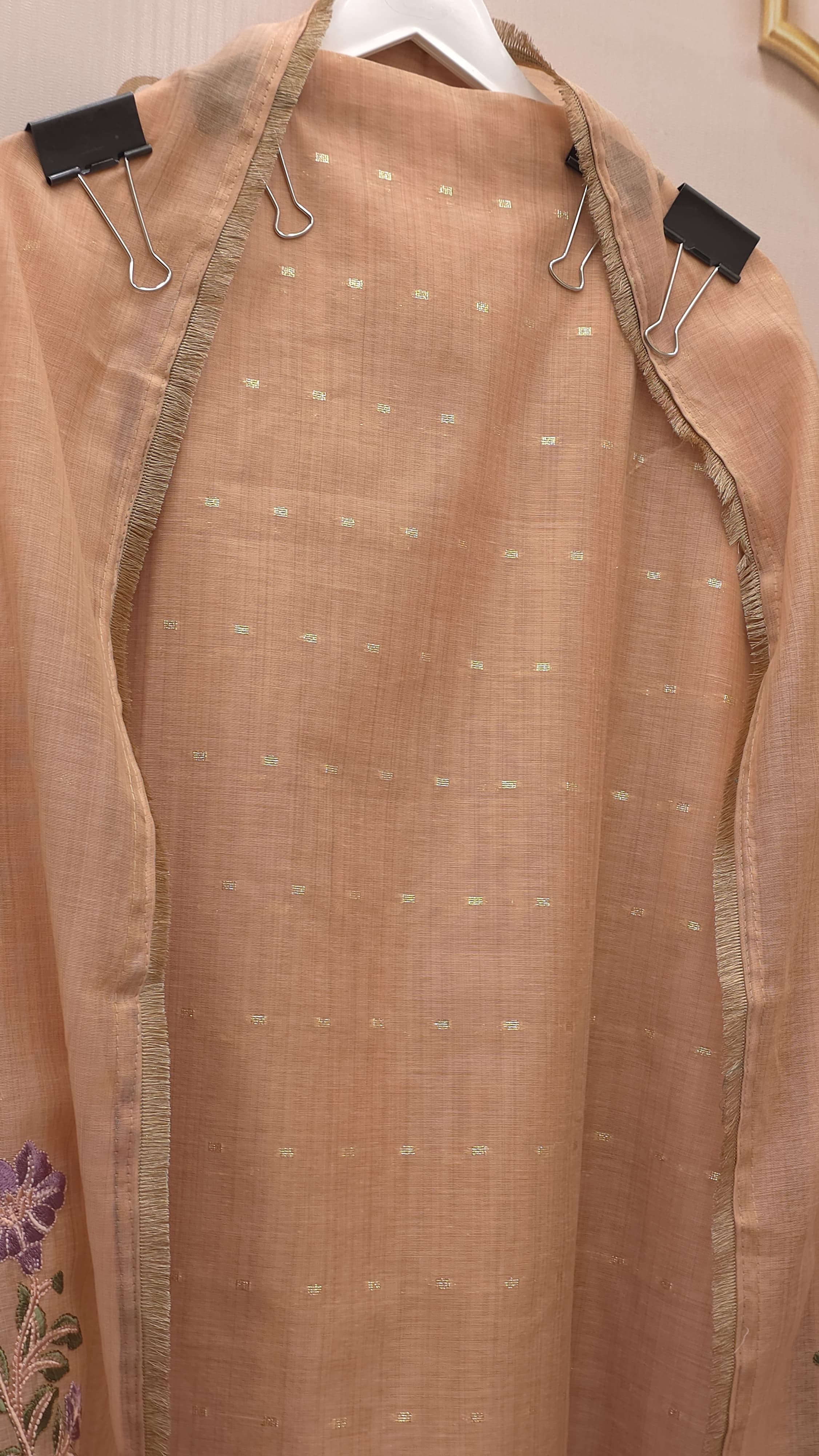 Coloured Jamdani Suit With Kantha Work