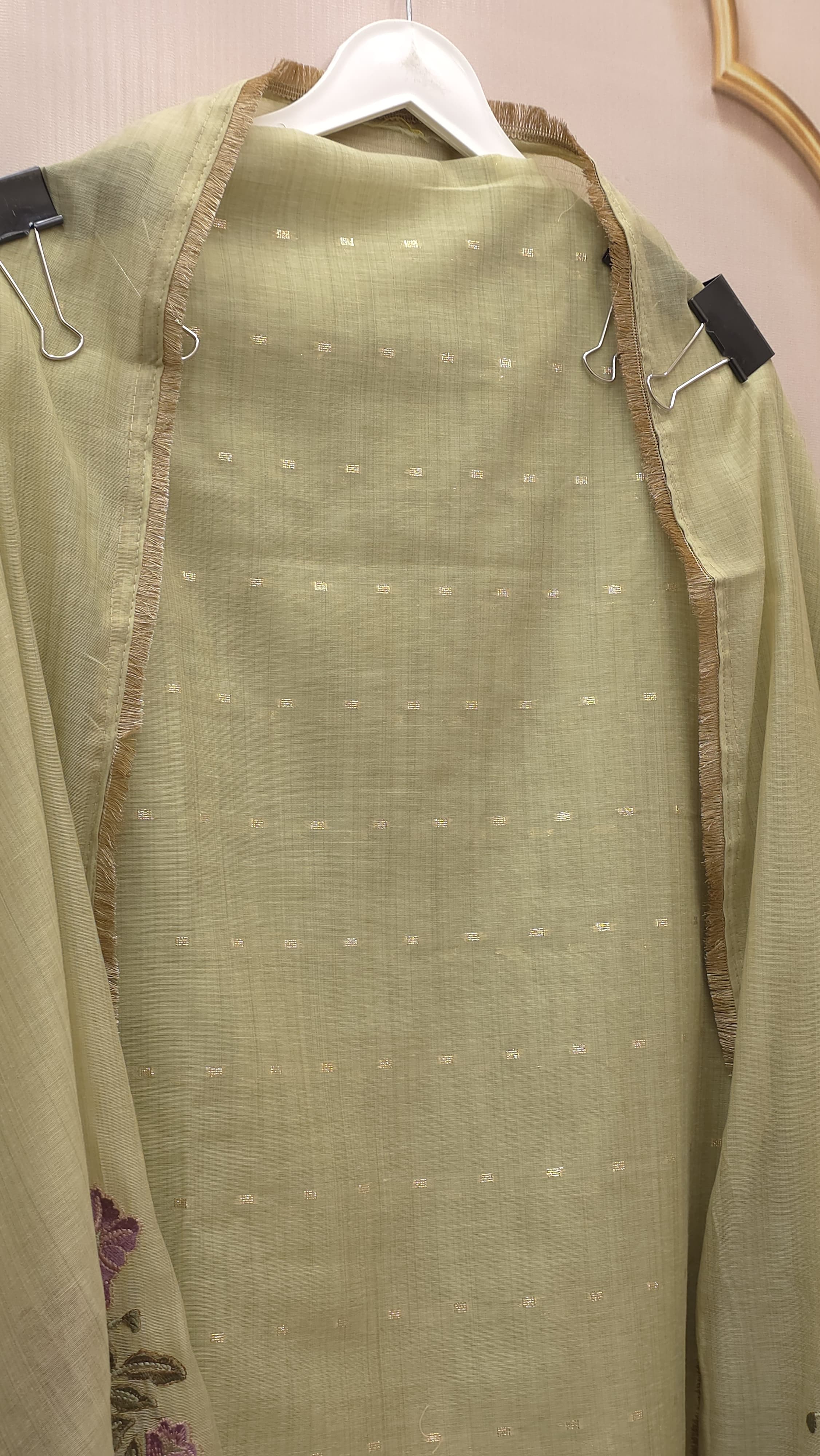 Coloured Jamdani Suit With Kantha Work