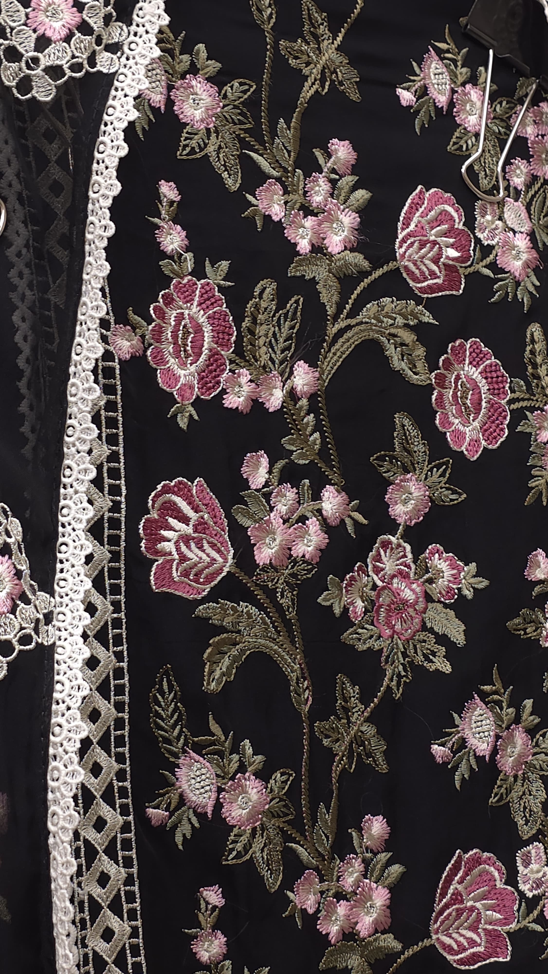 Pakistani Organza Suit with Cutout Embroidered Ghera