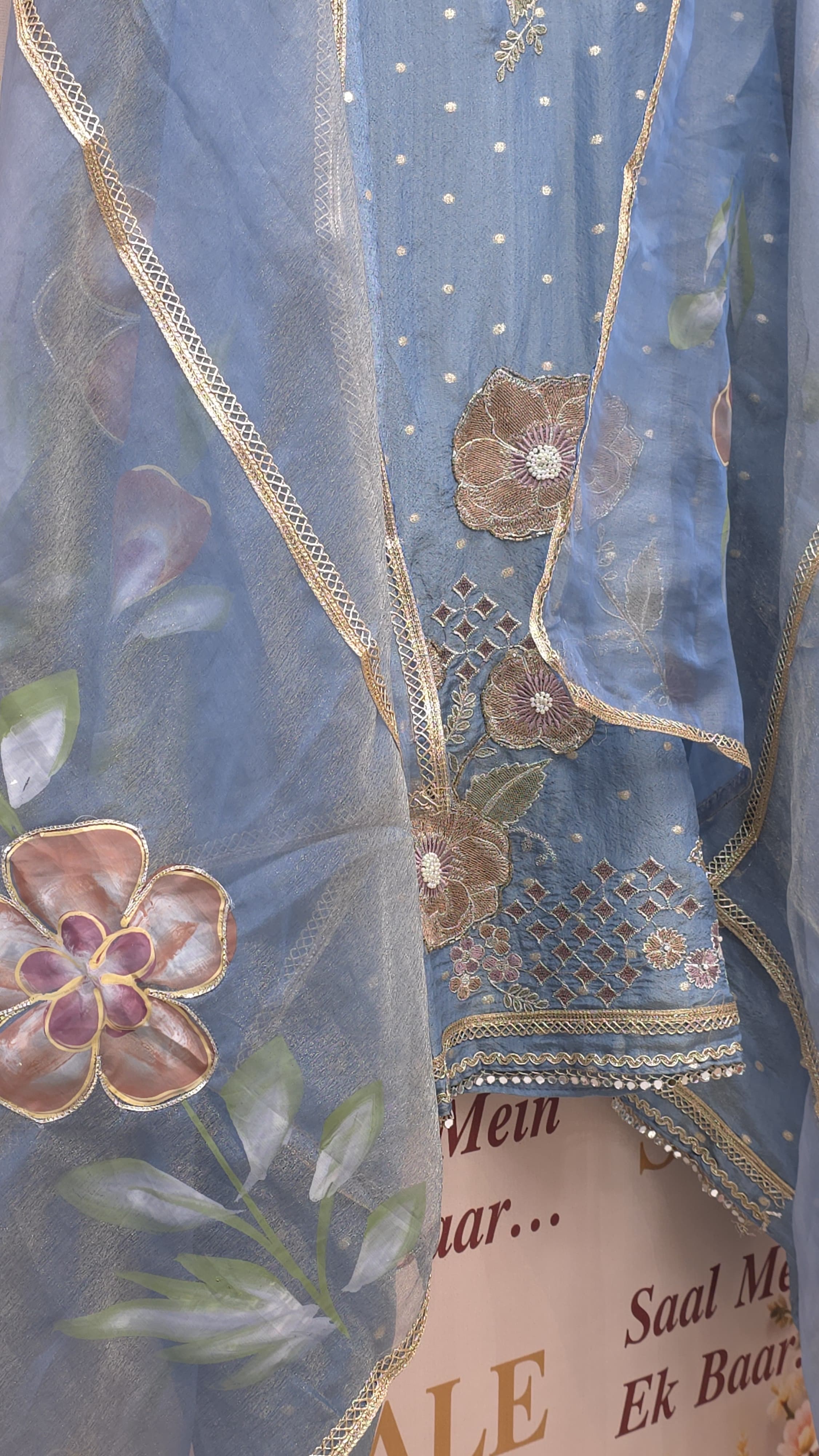 Formal Banarasi Tissue Embroidered Suit