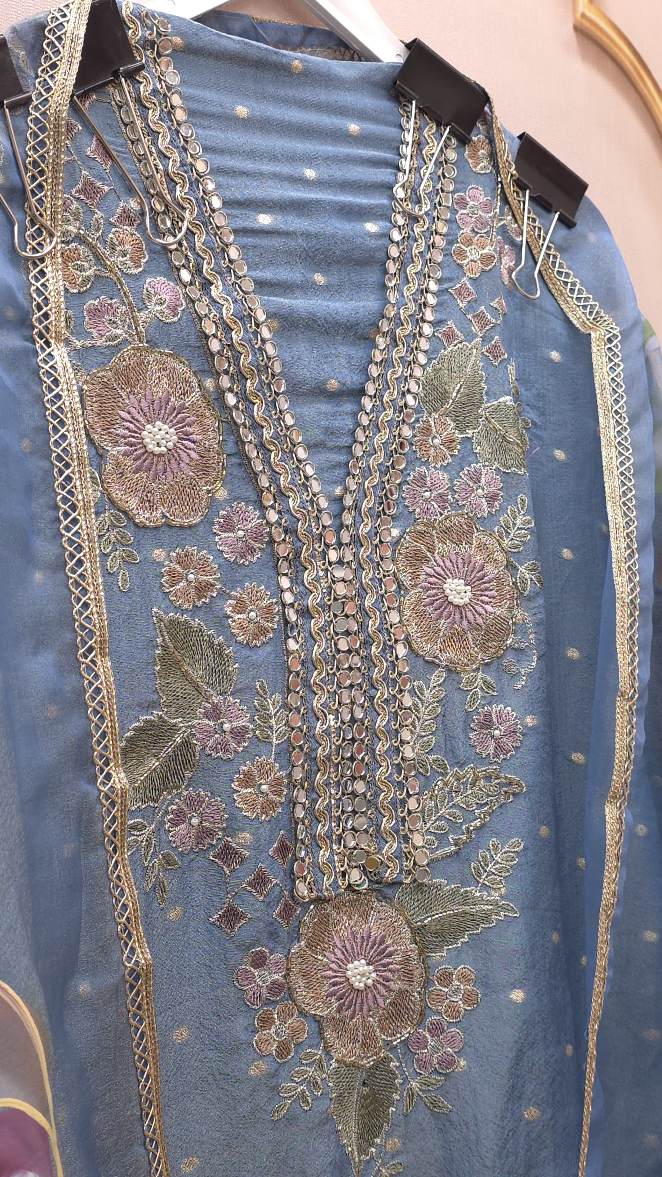 Formal Banarasi Tissue Embroidered Suit