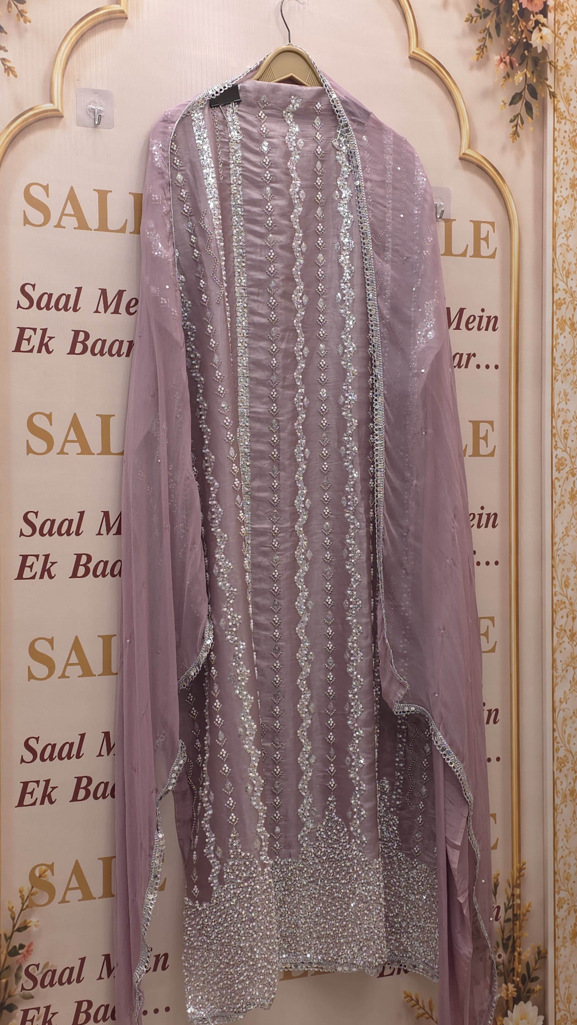Indo-Western Suit Platinum Embroidered
