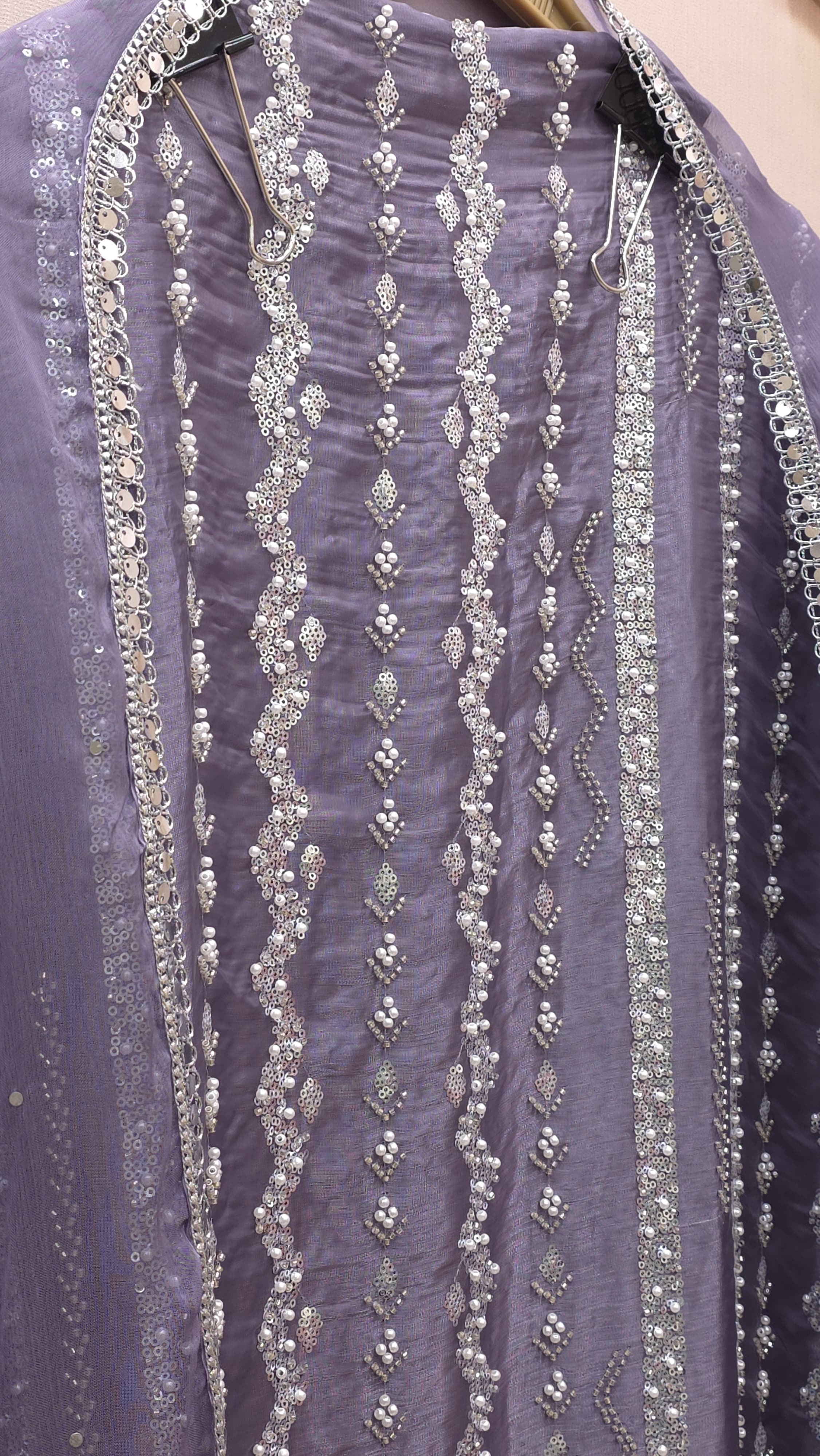 Indo-Western Suit Platinum Embroidered