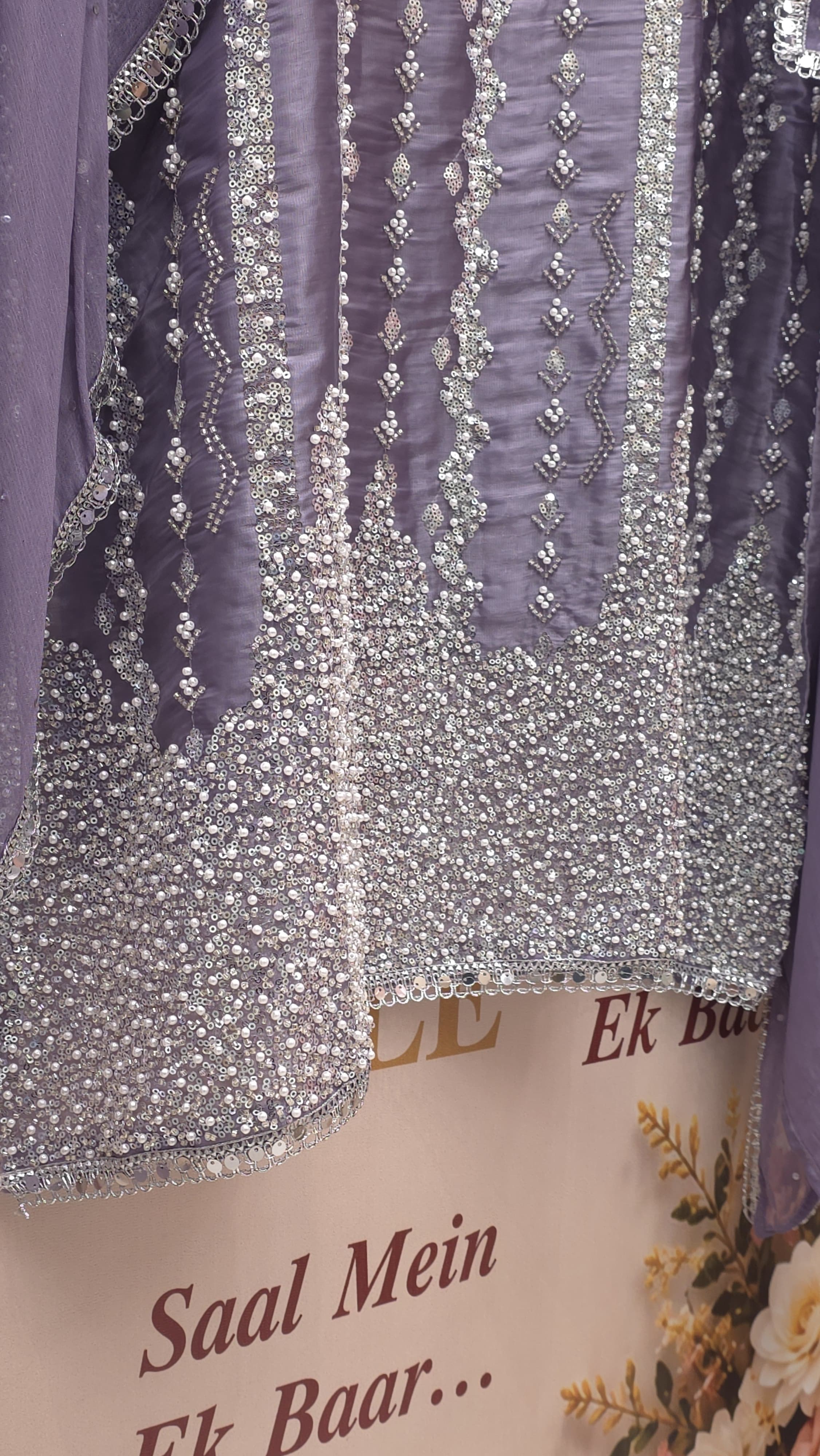 Indo-Western Suit Platinum Embroidered