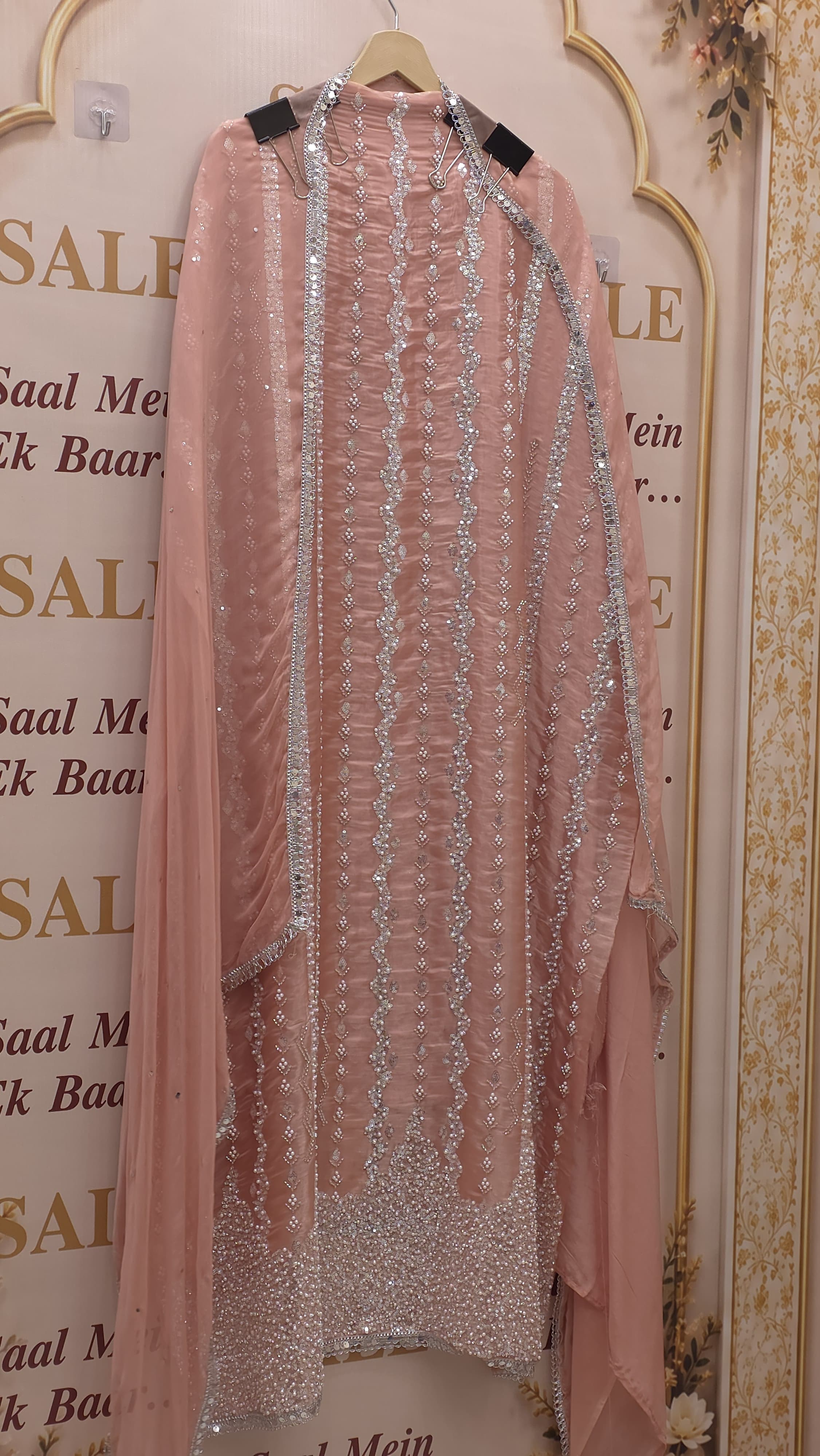 Indo-Western Suit Platinum Embroidered