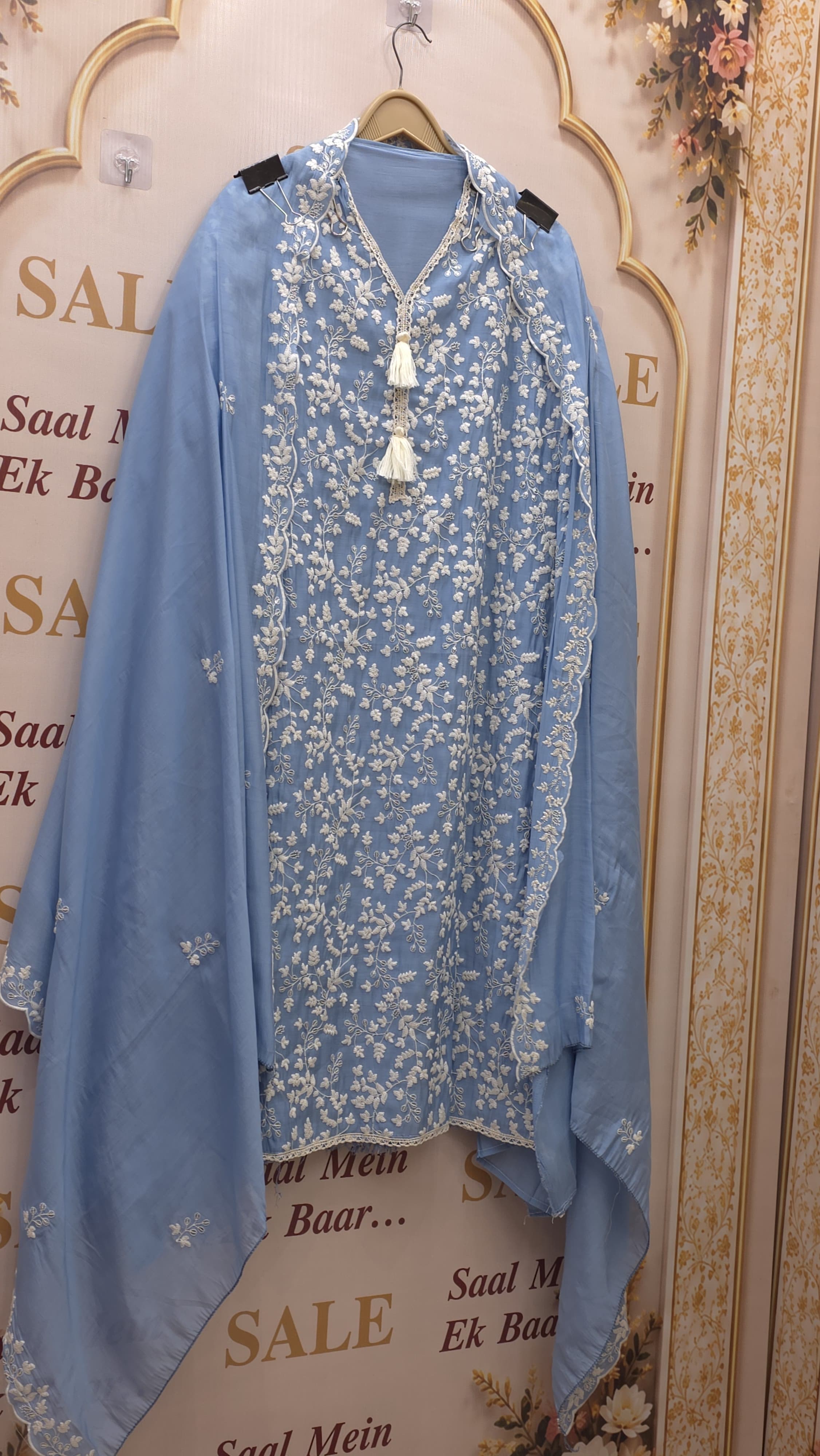 Parsi Embroidered Mulchanderi Suit