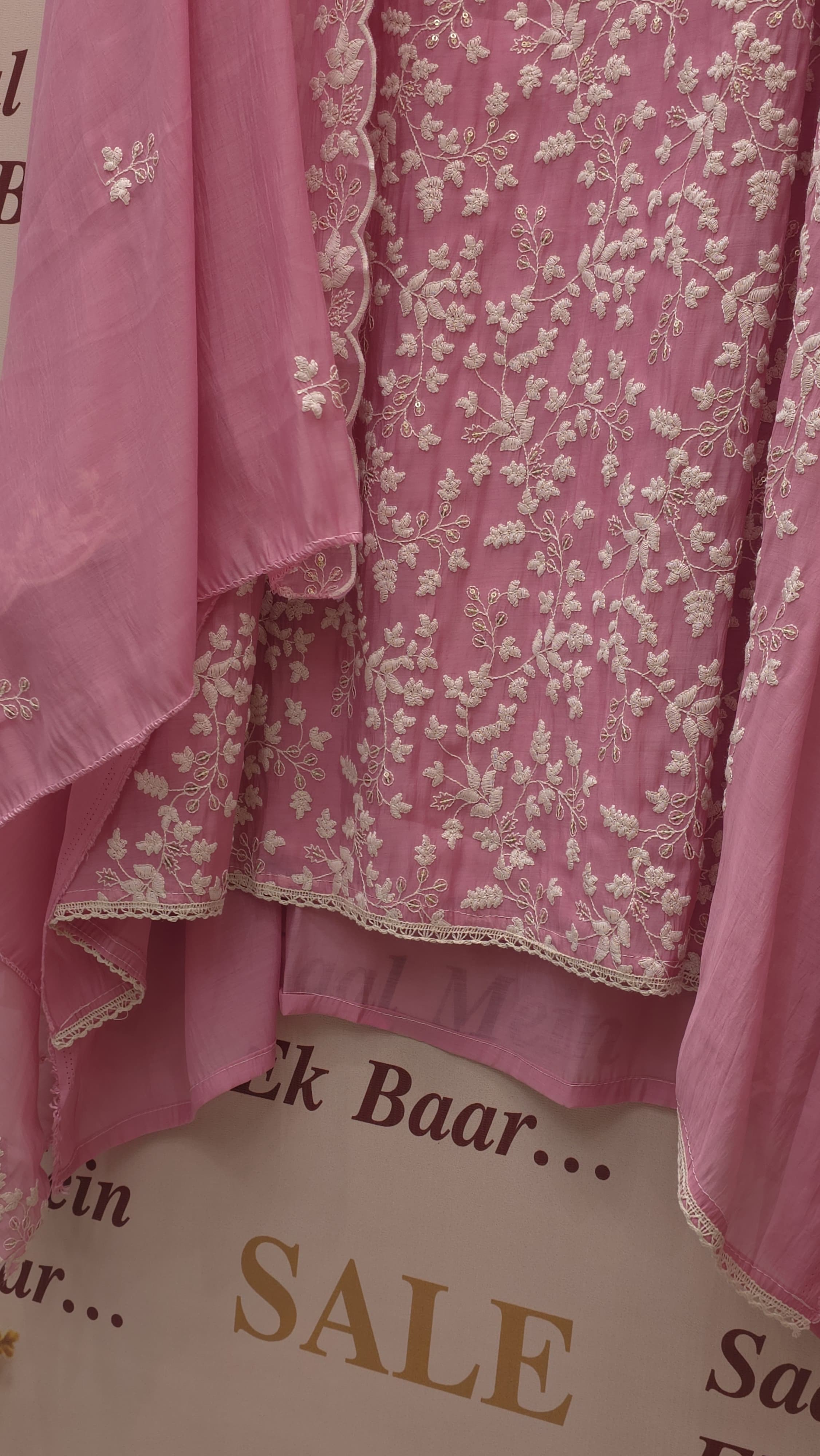 Parsi Embroidered Mulchanderi Suit