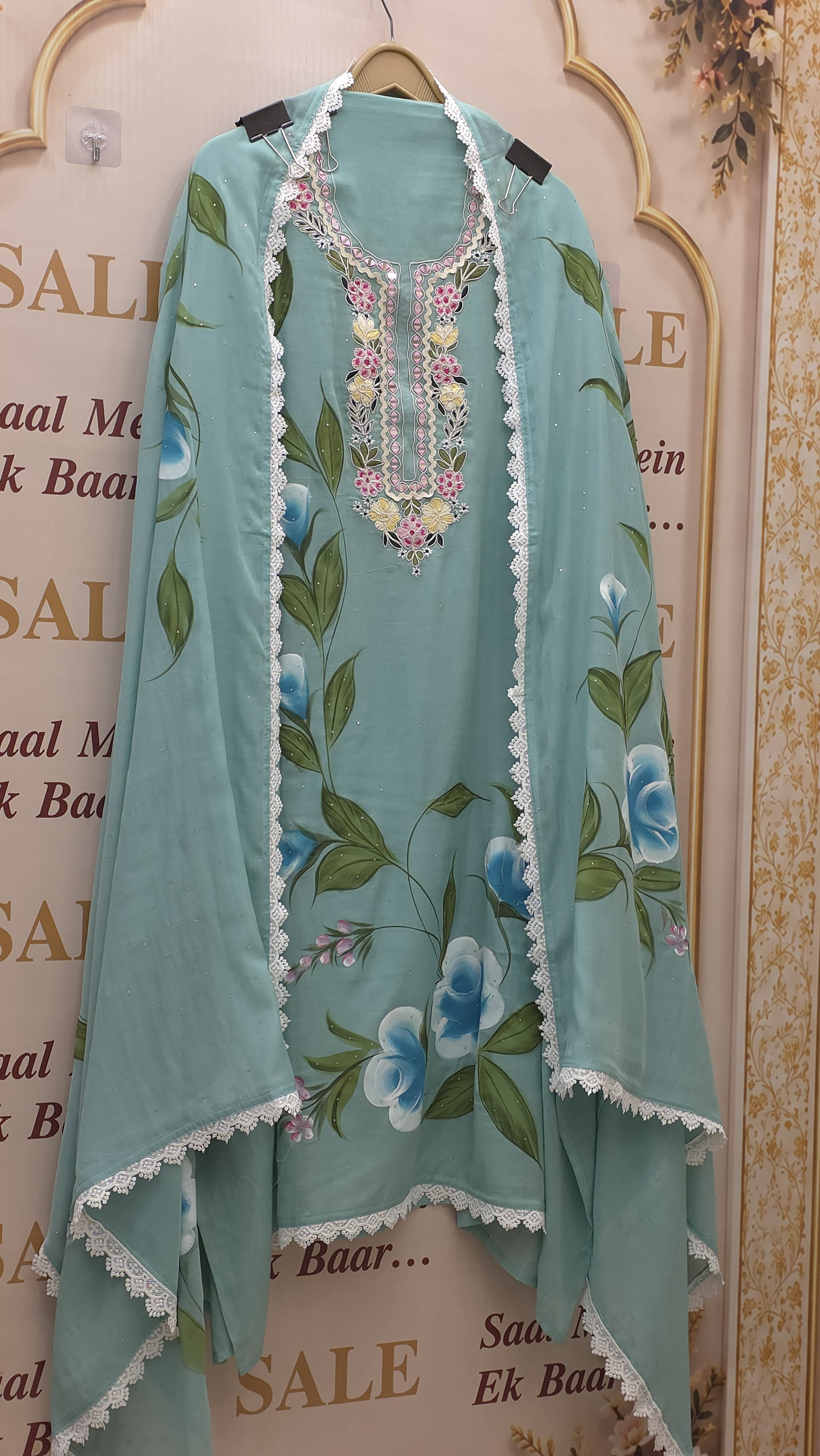 Hand Painted Pure Mulchanderi Suit