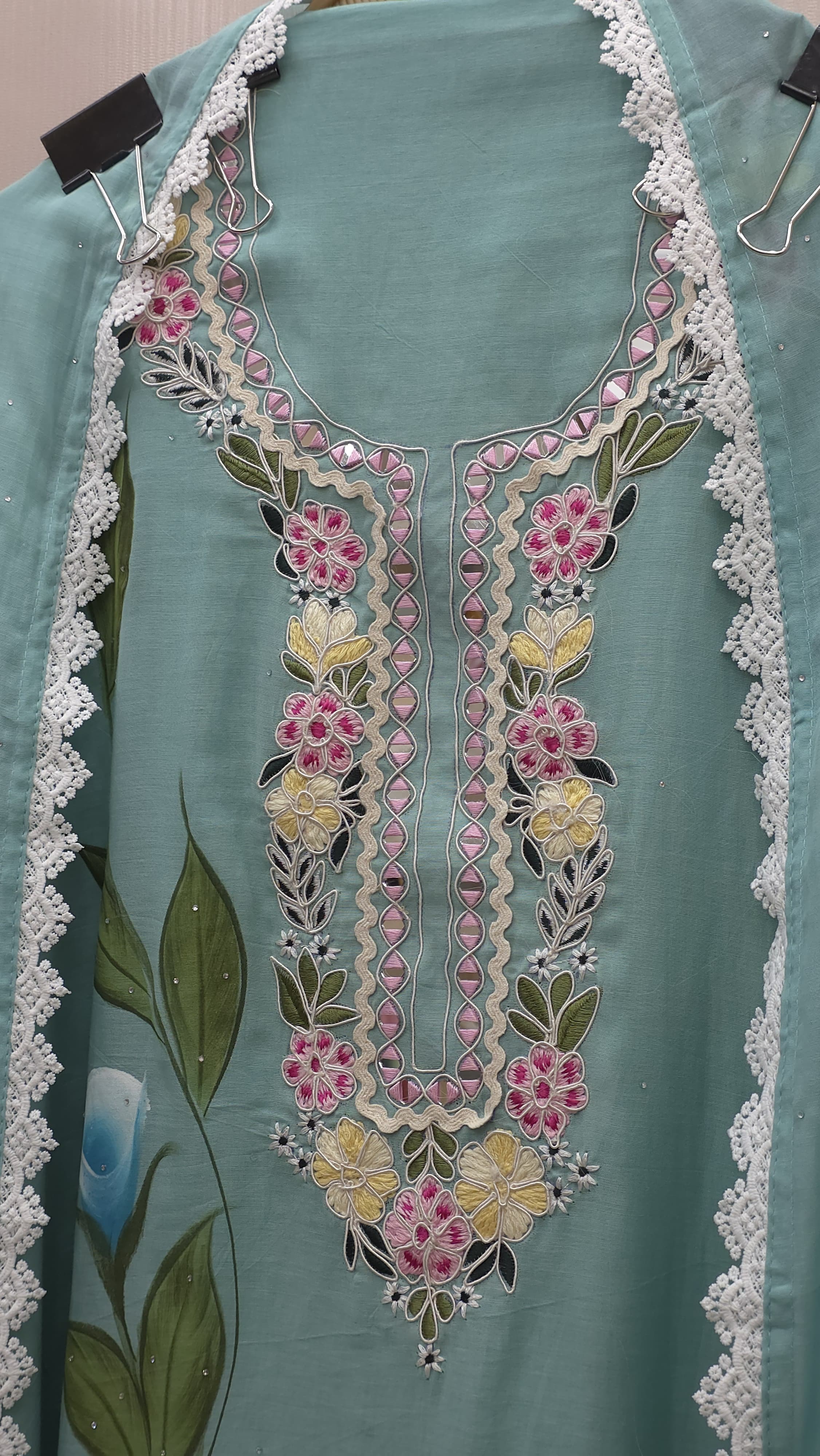 Hand Painted Pure Mulchanderi Suit