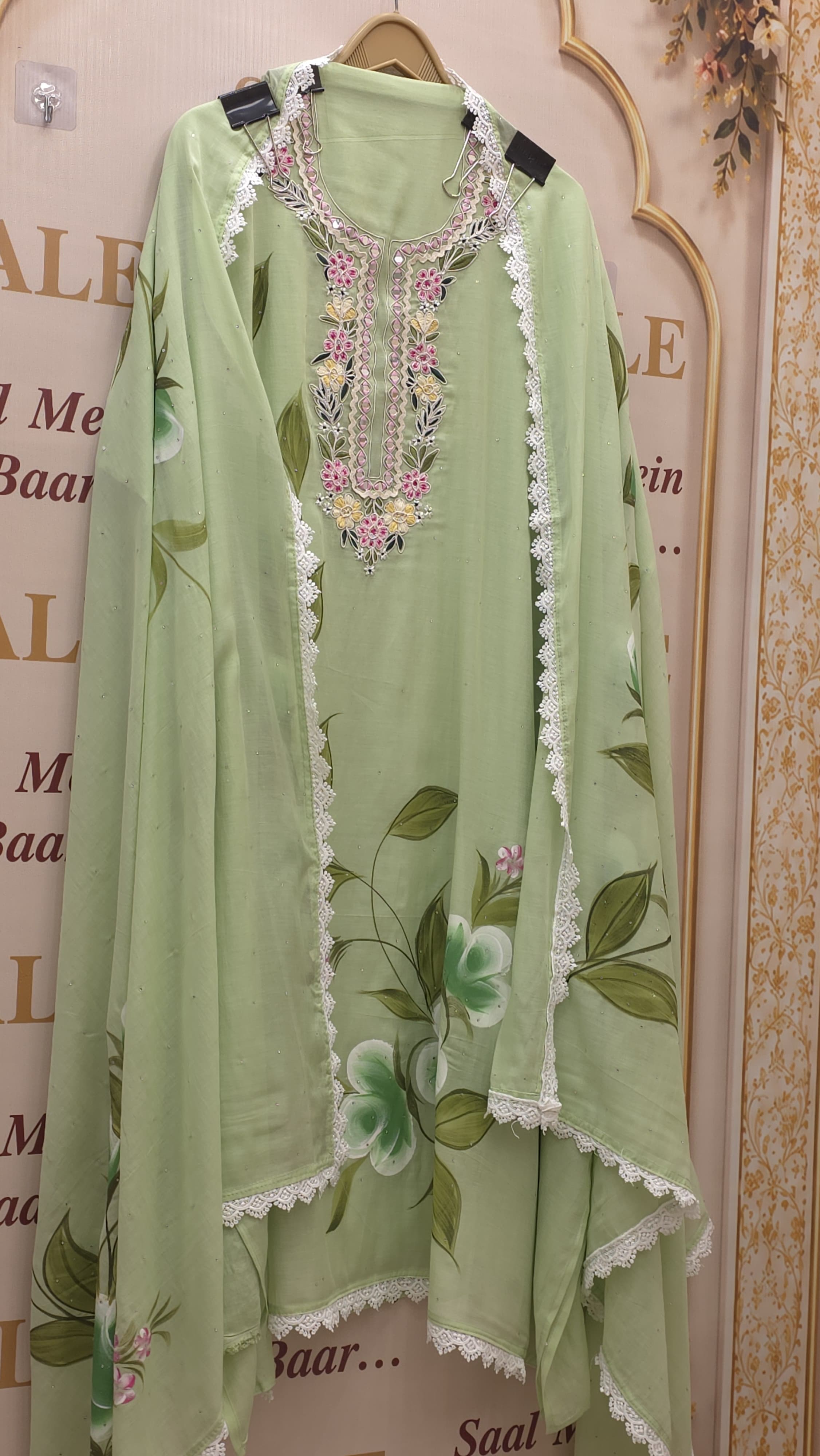 Hand Painted Pure Mulchanderi Suit