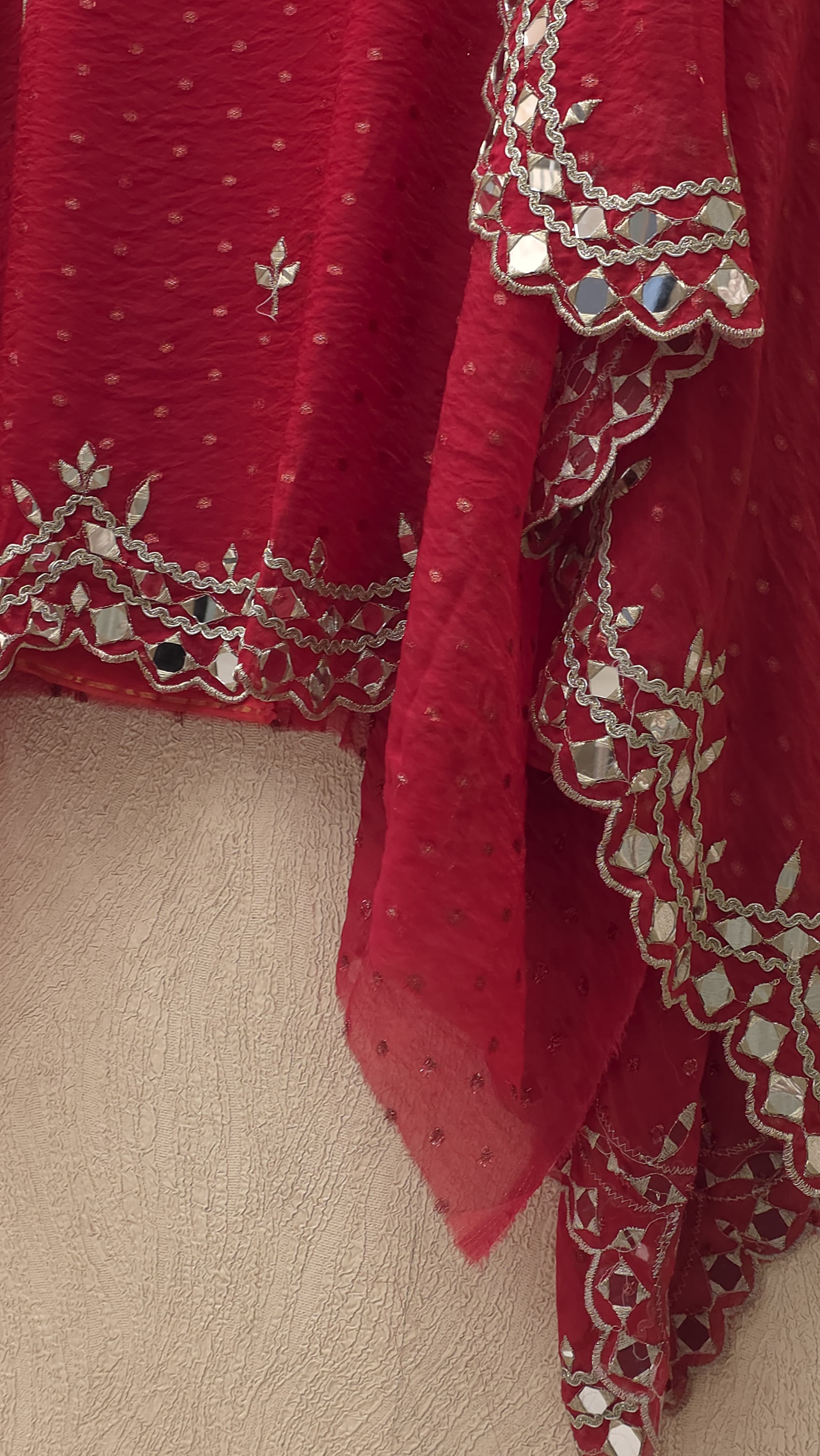 Banarasi Chinnon Butti Mirror Work Suit