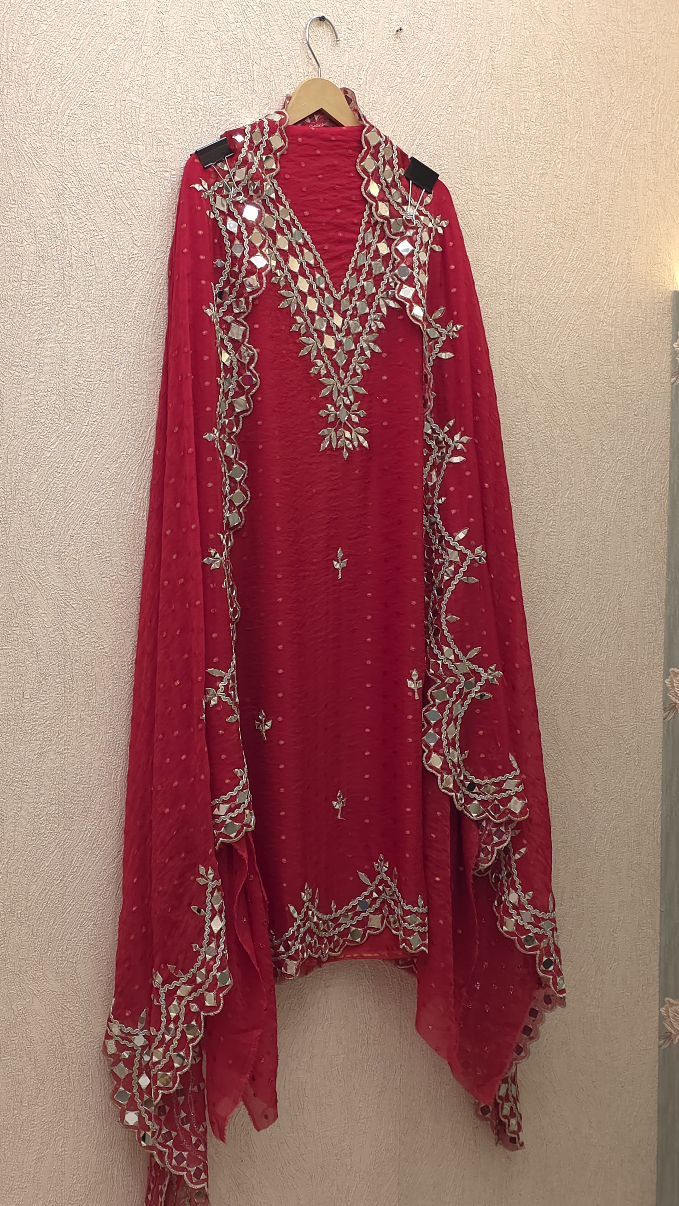 Banarasi Chinnon Butti Mirror Work Suit