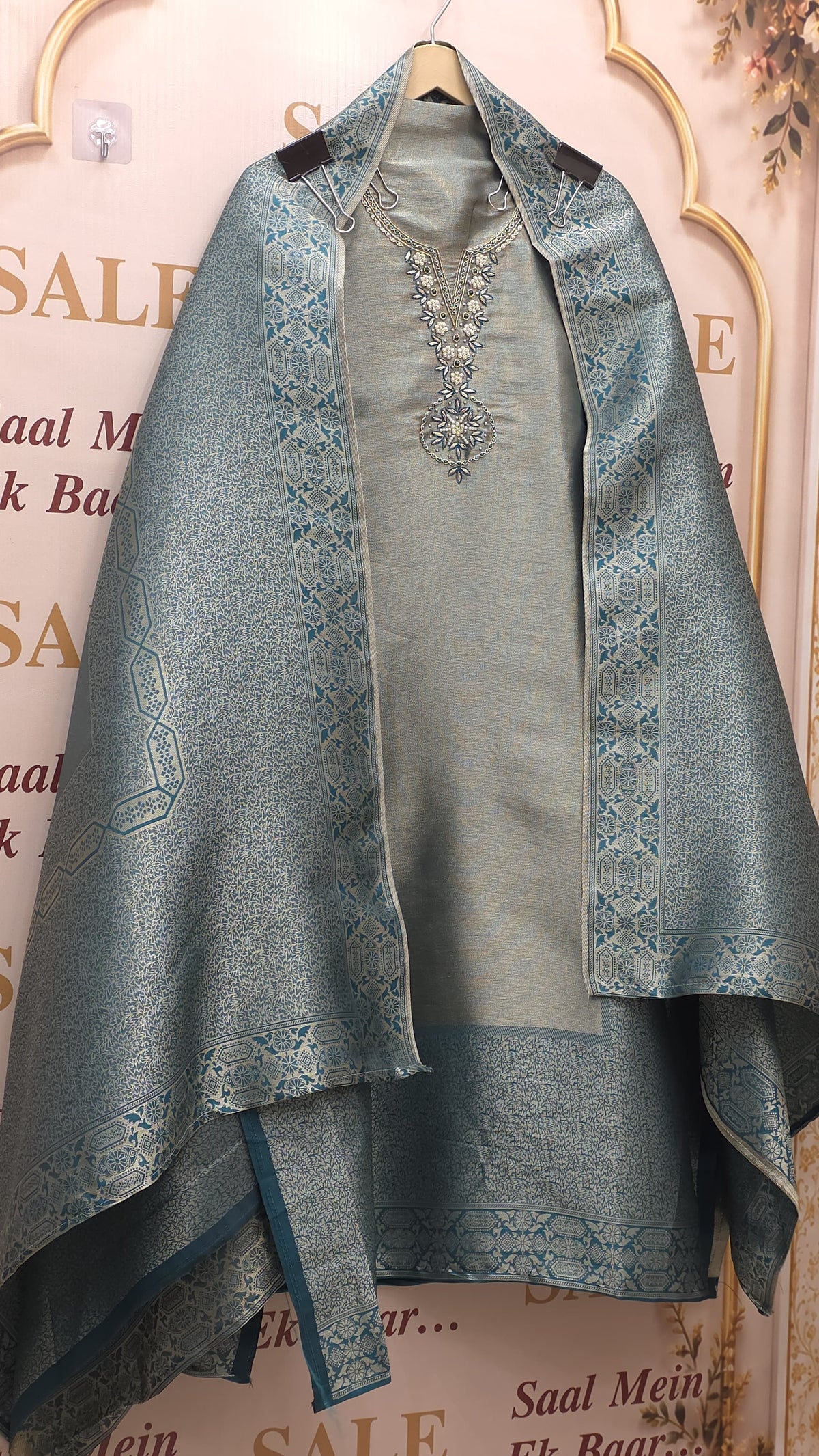 Brocade Silk with Hand Embroidered Neck