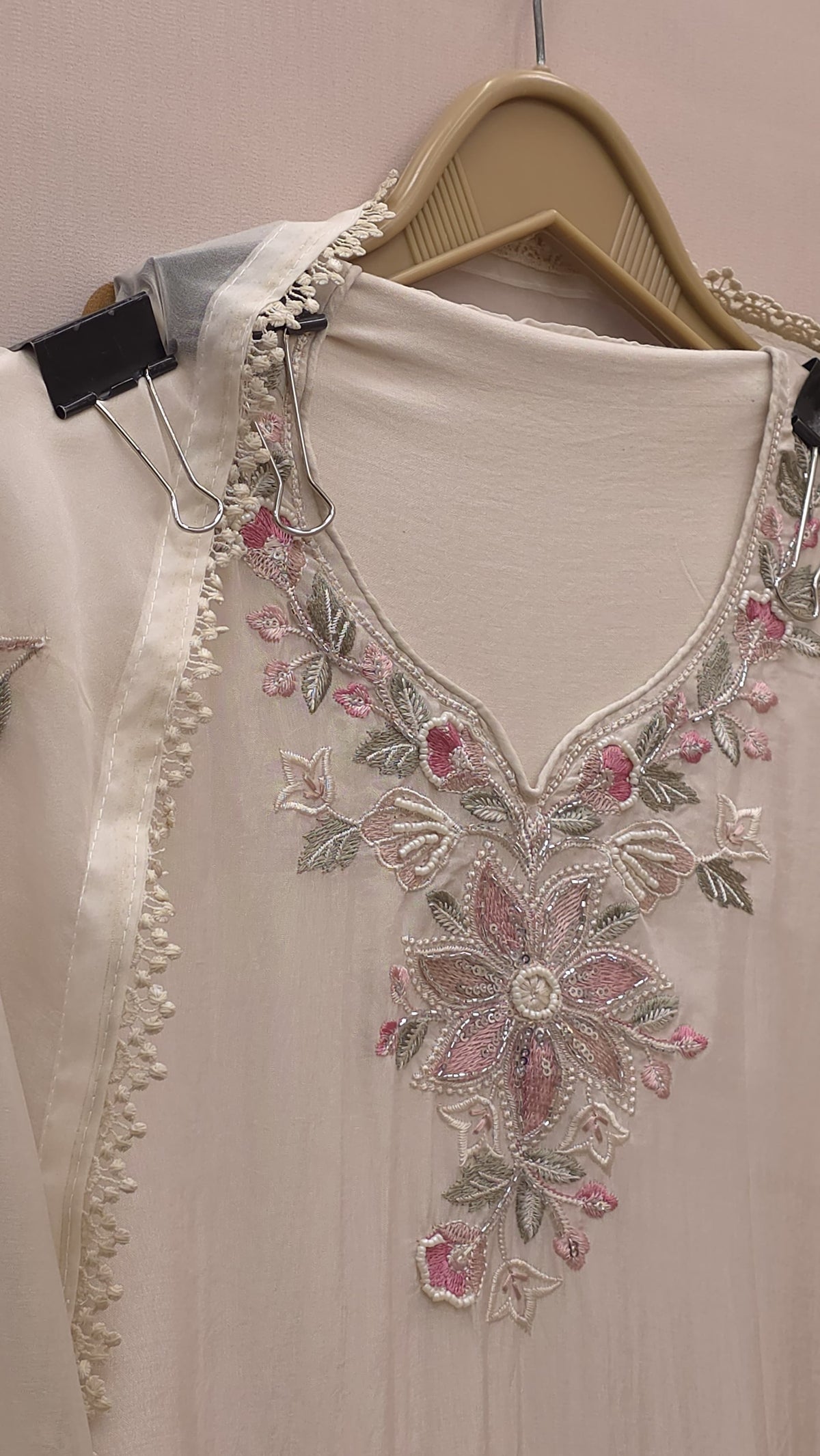 Crepe Silk Thread Embroidered Suit