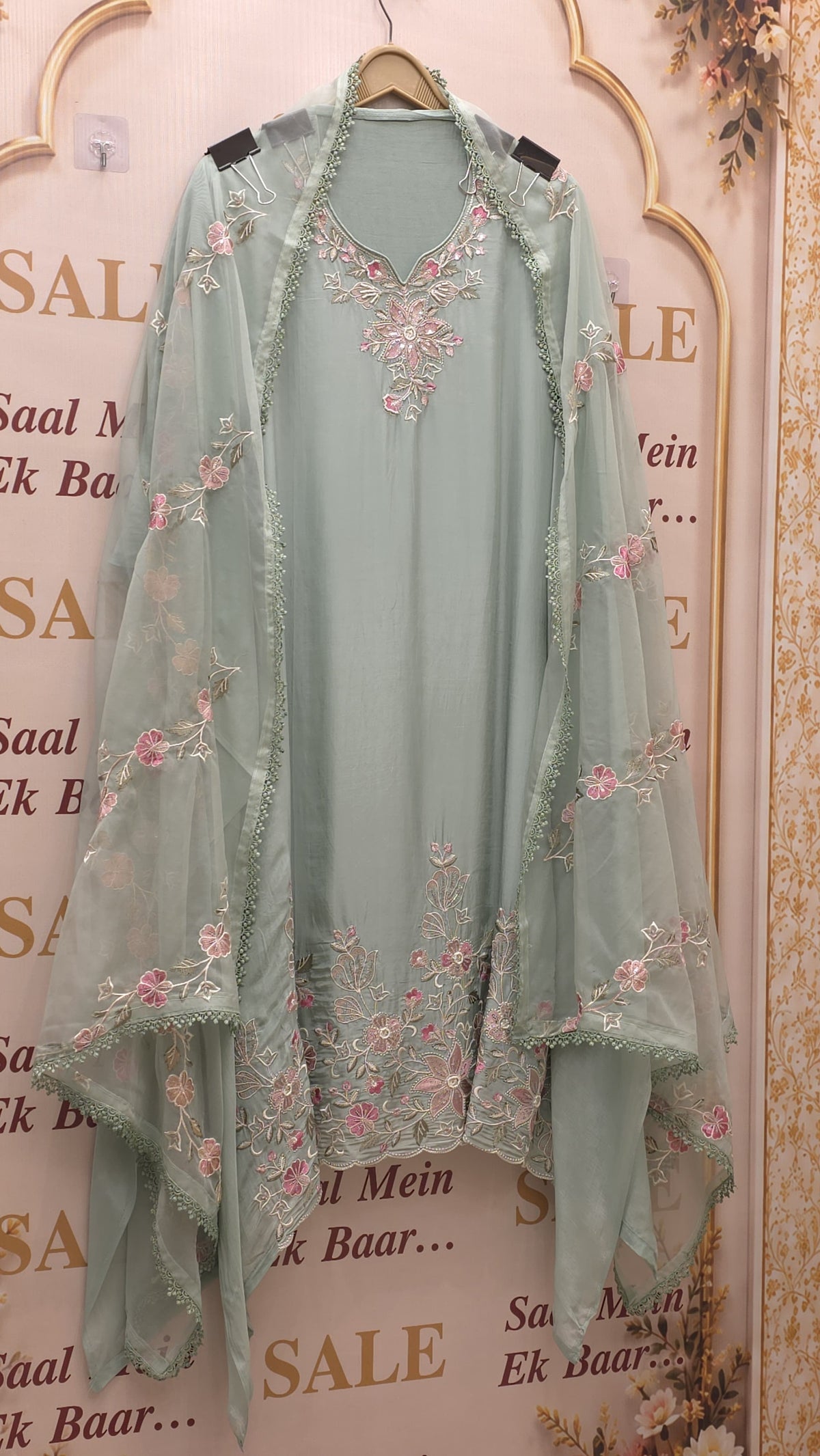 Crepe Silk Thread Embroidered Suit