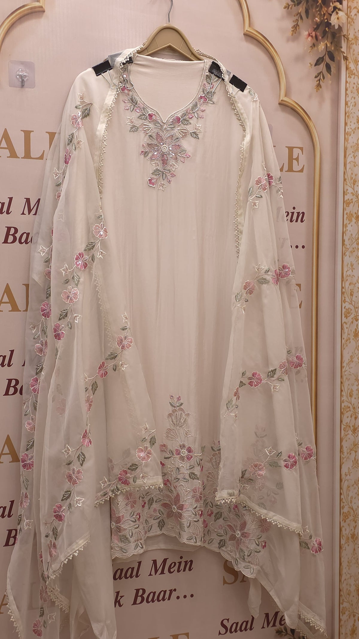 Crepe Silk Thread Embroidered Suit