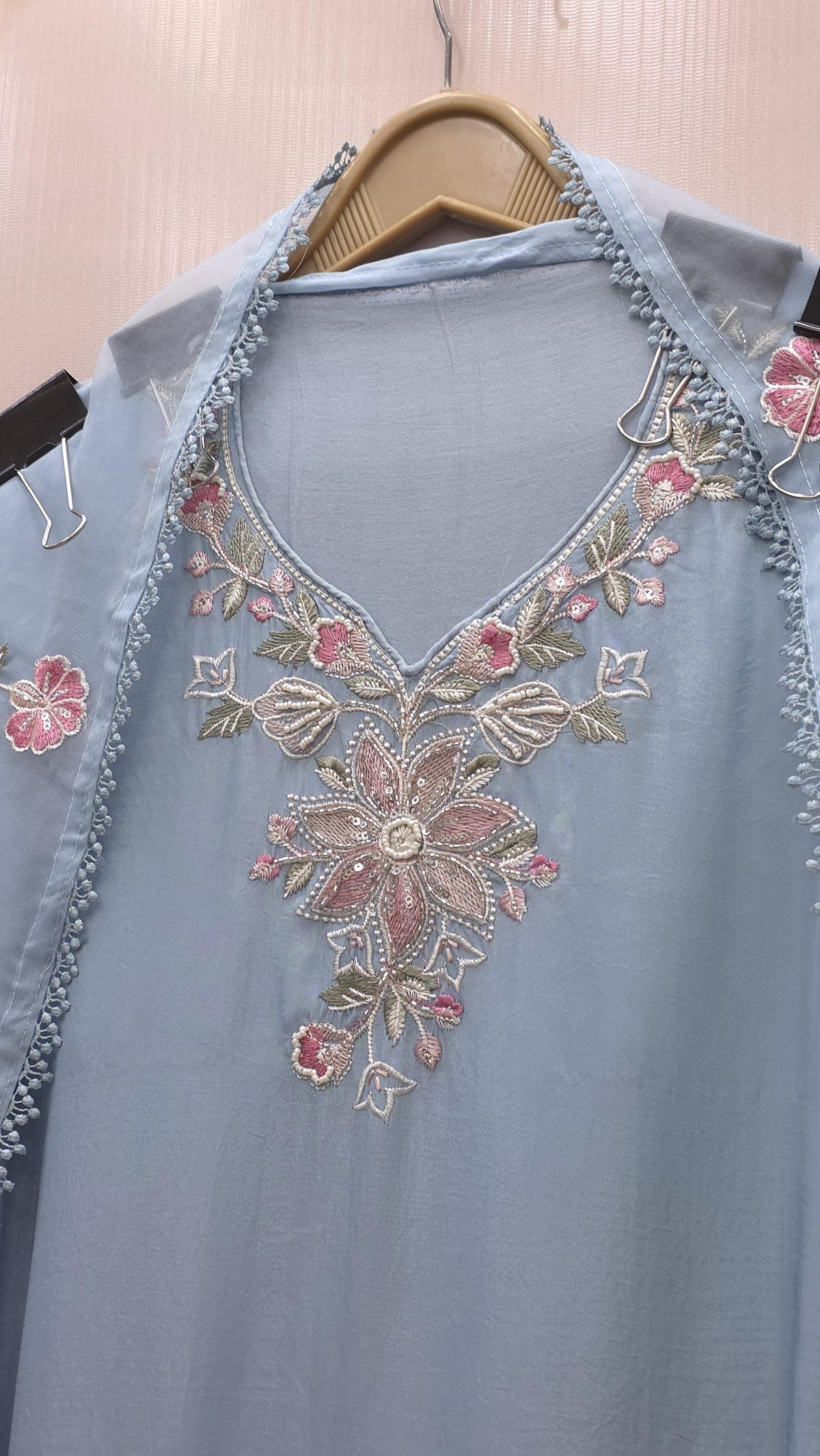 Crepe Silk Thread Embroidered Suit