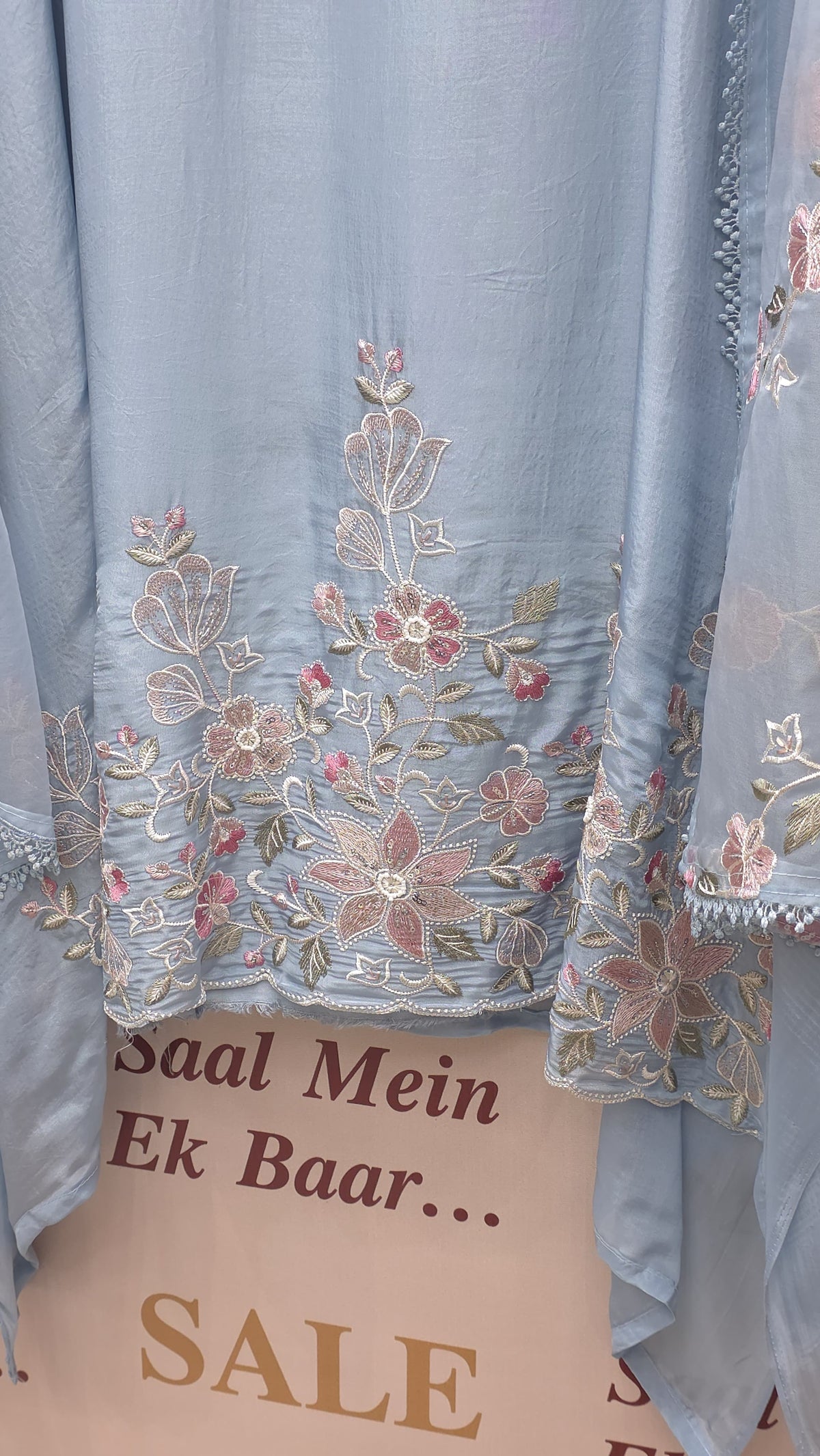 Crepe Silk Thread Embroidered Suit