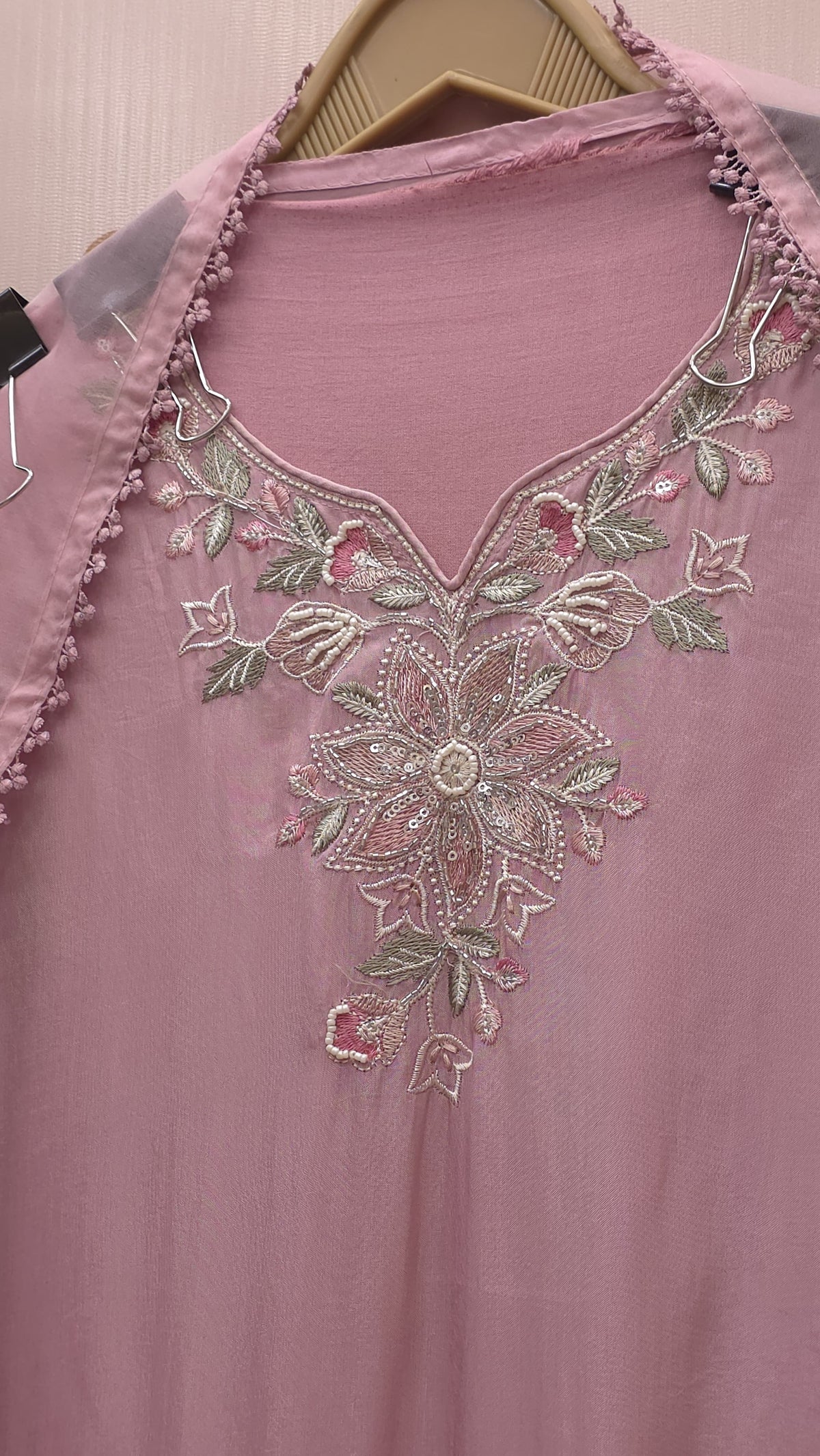 Crepe Silk Thread Embroidered Suit