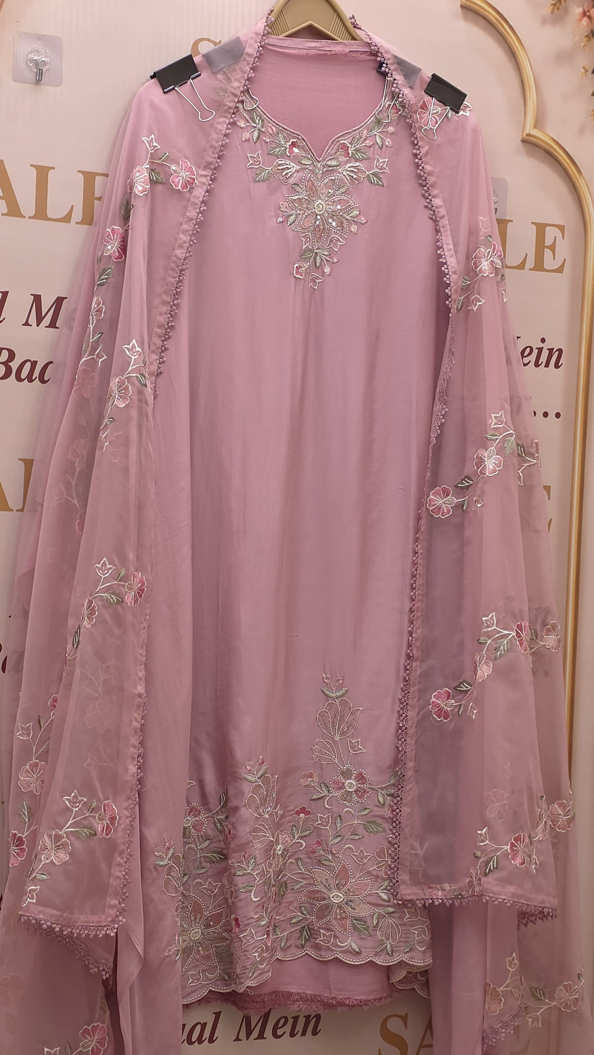 Crepe Silk Thread Embroidered Suit