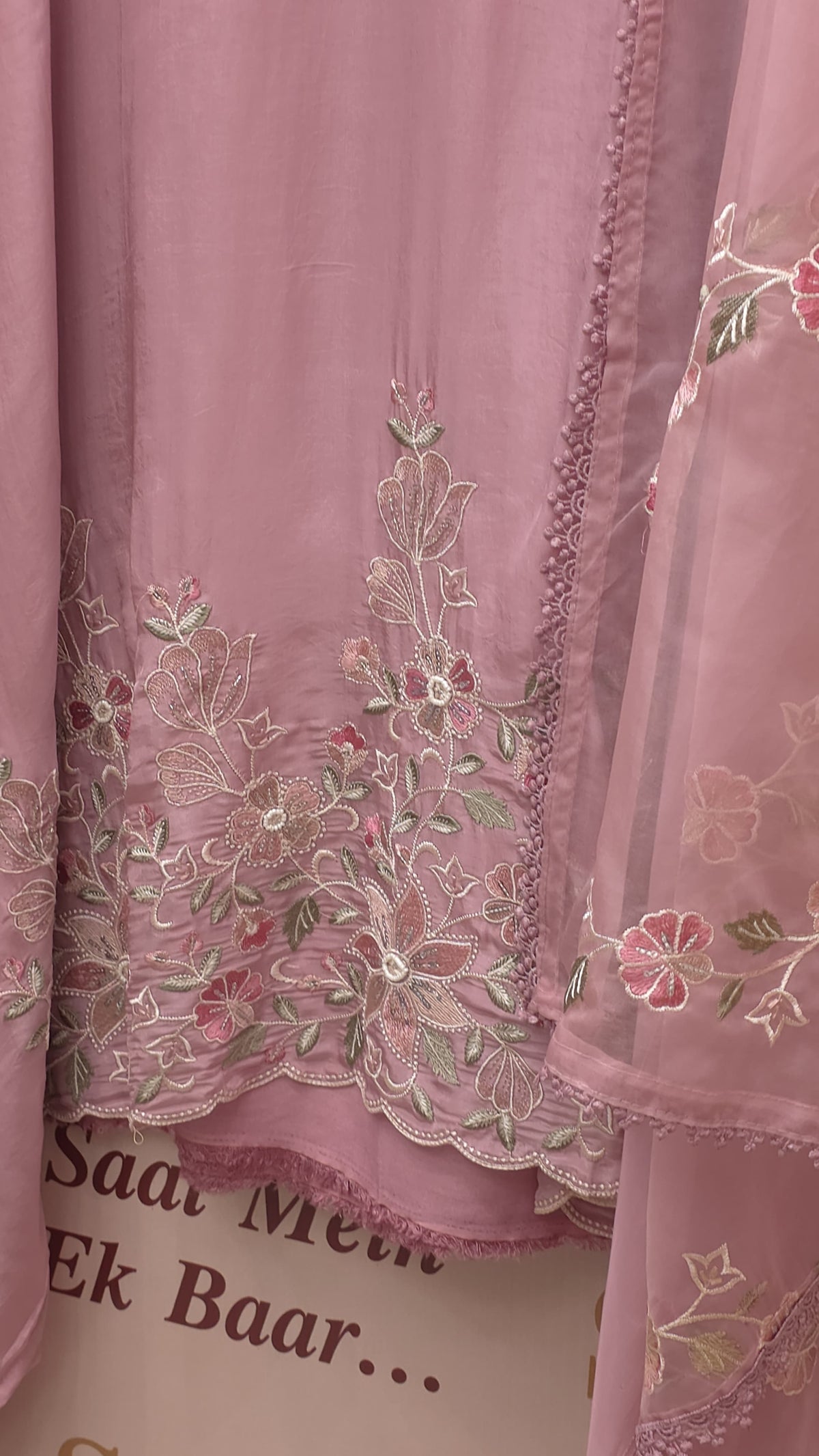 Crepe Silk Thread Embroidered Suit