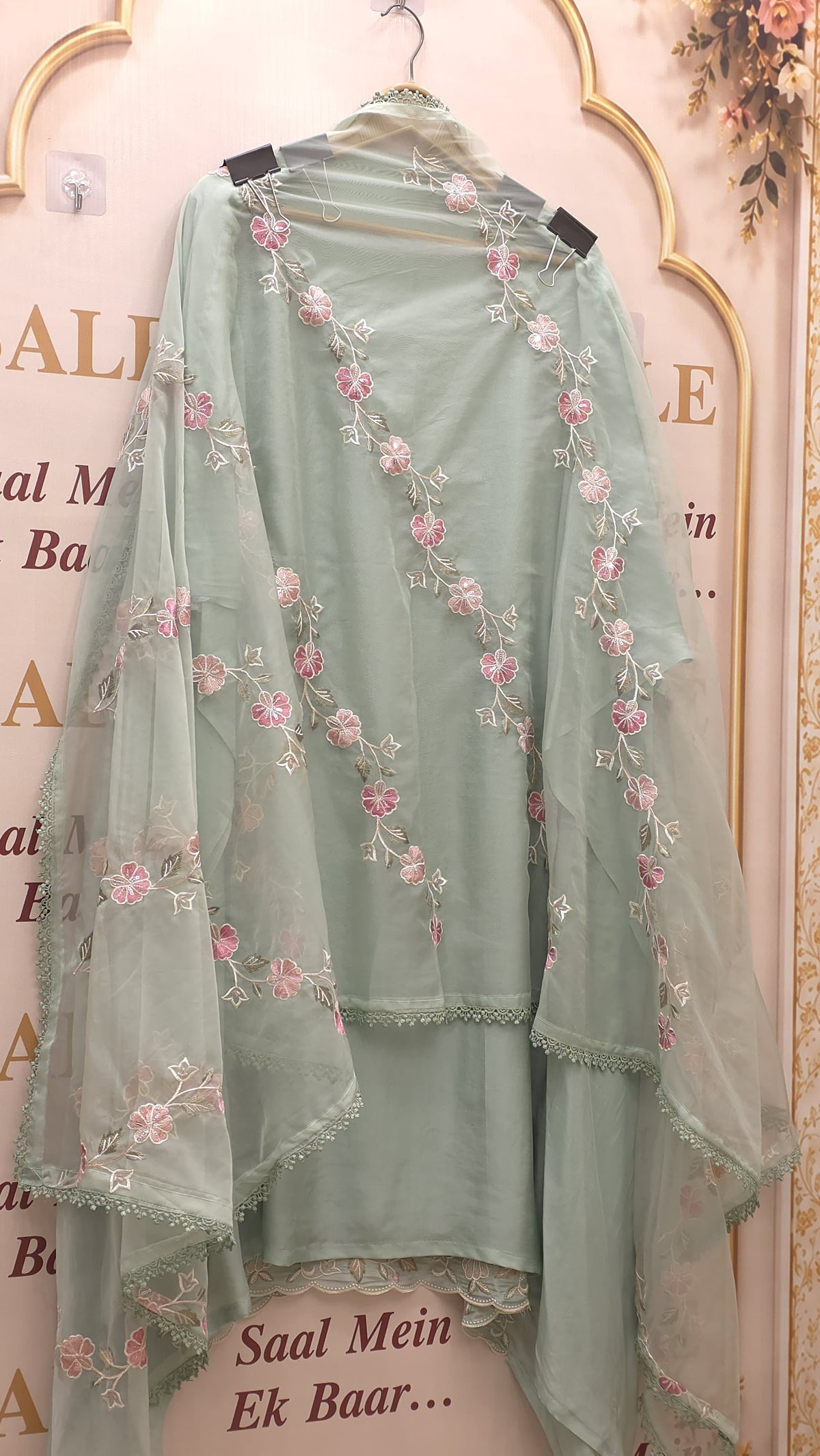 Crepe Silk Thread Embroidered Suit