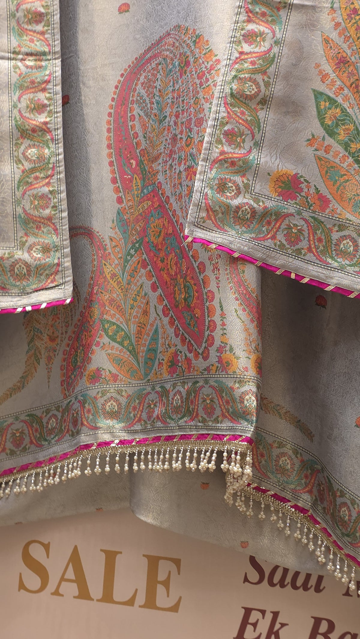 Brocade Silk Suit with Position Prints