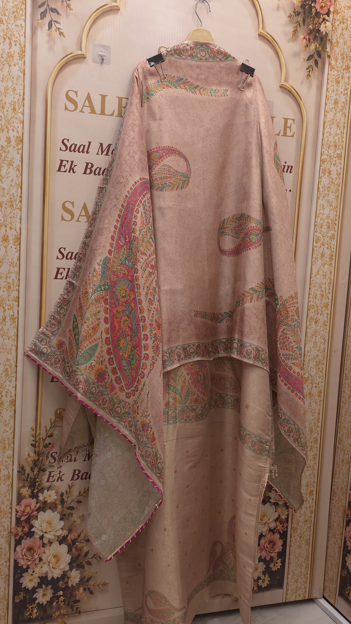 Brocade Silk Suit with Position Prints
