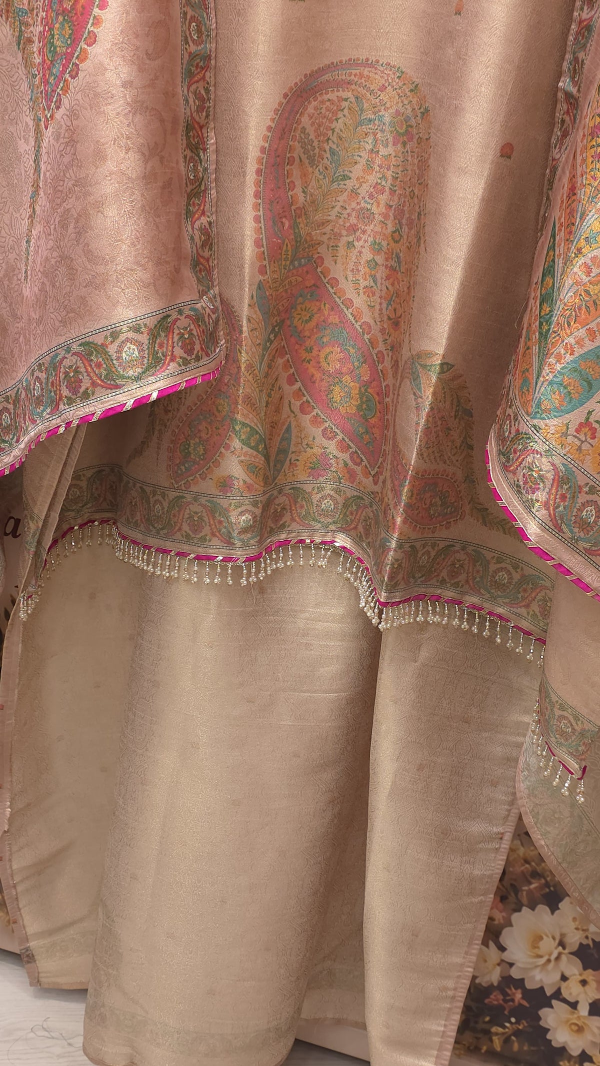 Brocade Silk Suit with Position Prints