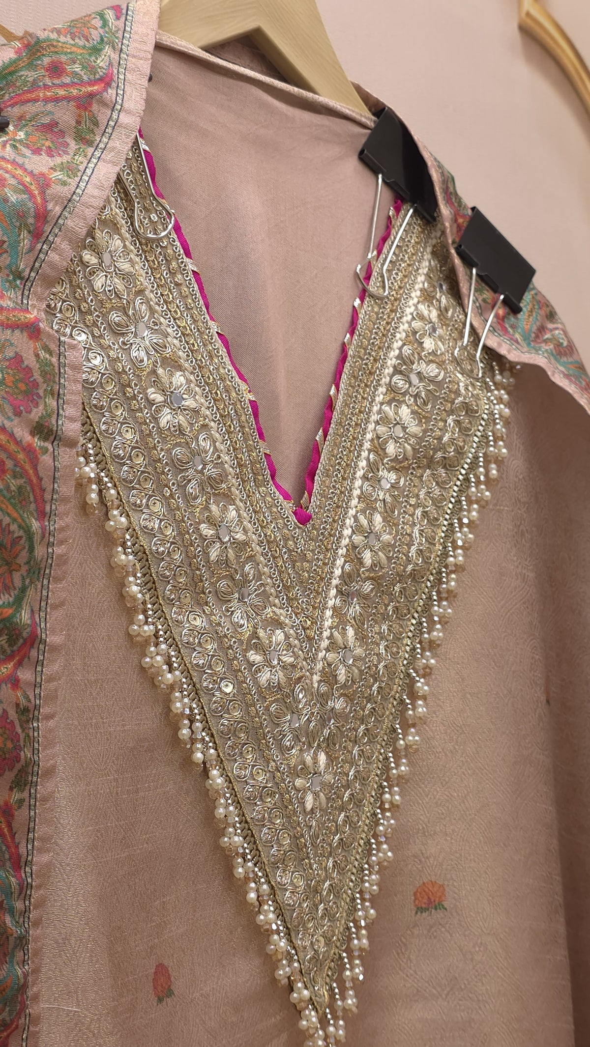 Brocade Silk Suit with Position Prints