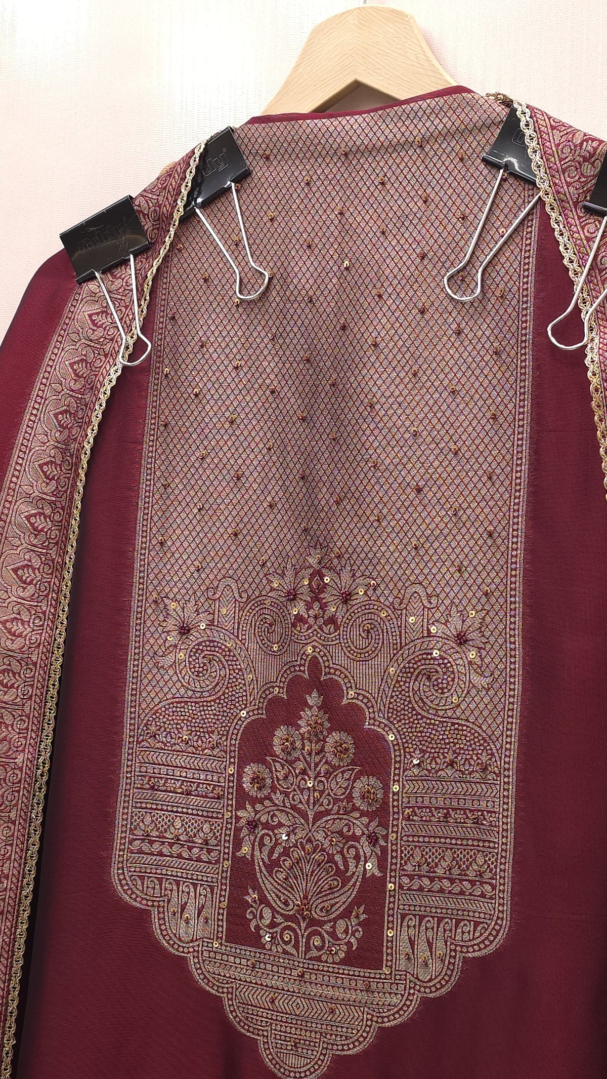 Black & Burgandy Kanjivaram Silk Suit