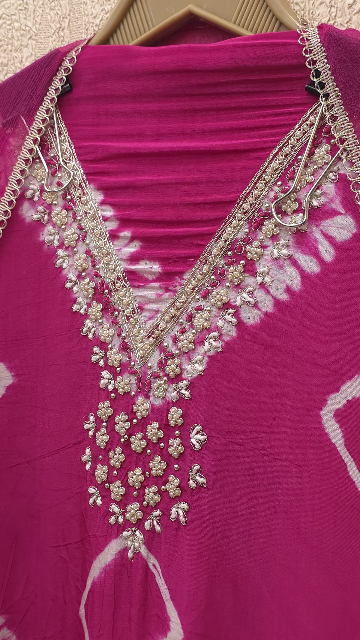 Crepe Shibori Suit With Chiffon Dupatta