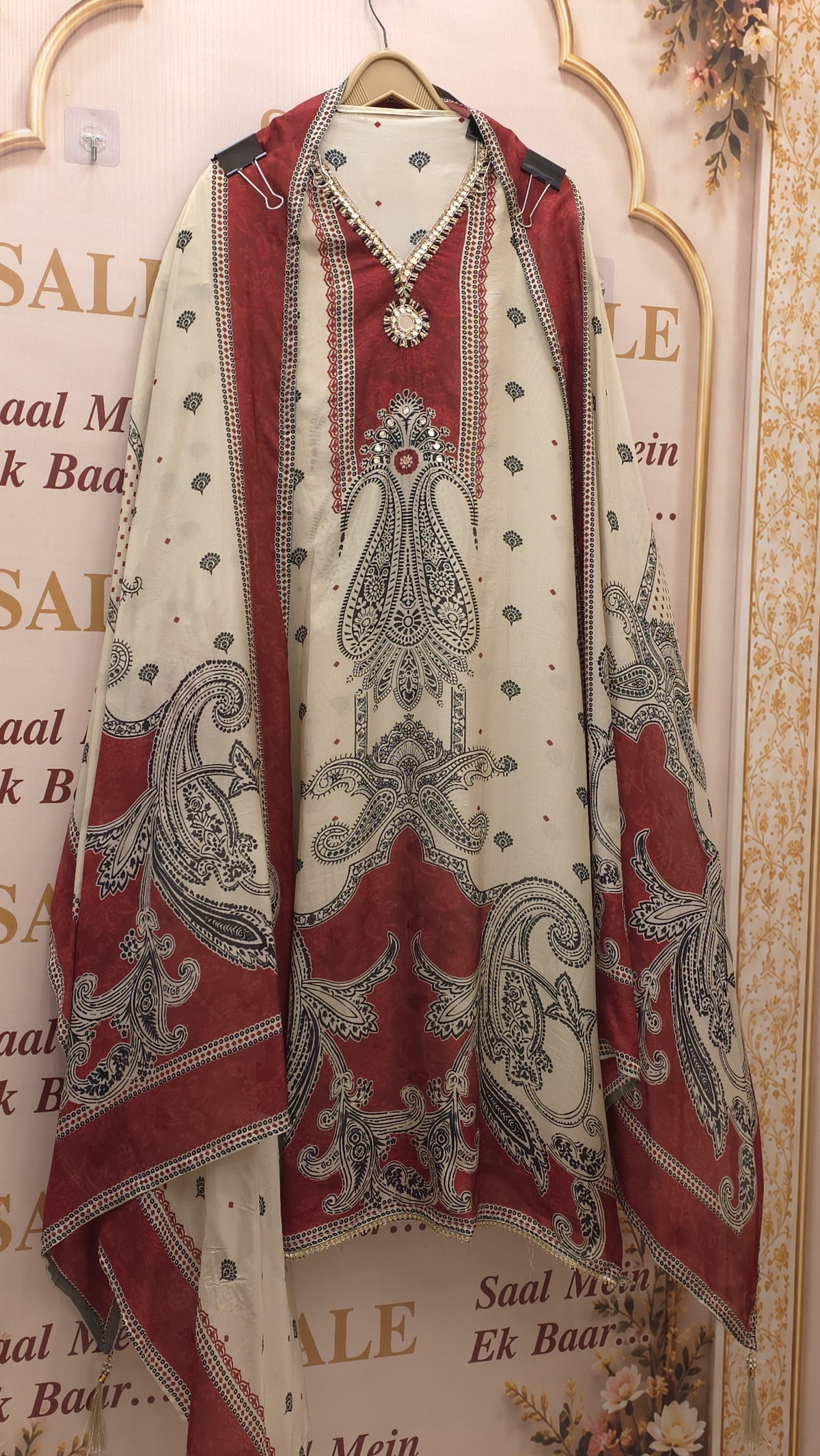 Kalamkari Printed Organza Handwork Suit