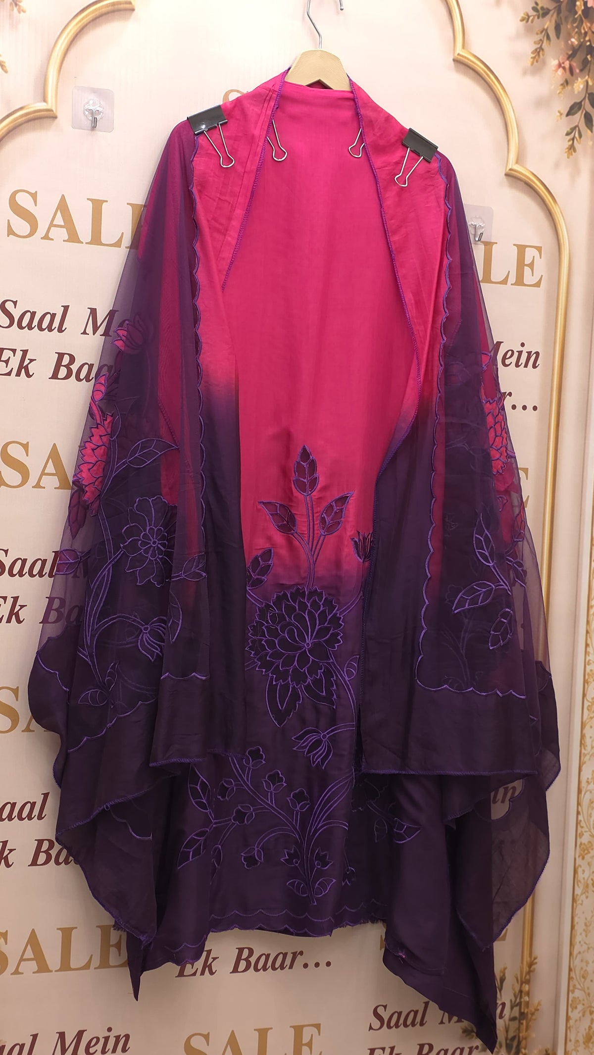 Ombre Muslin Applique Designer Suit