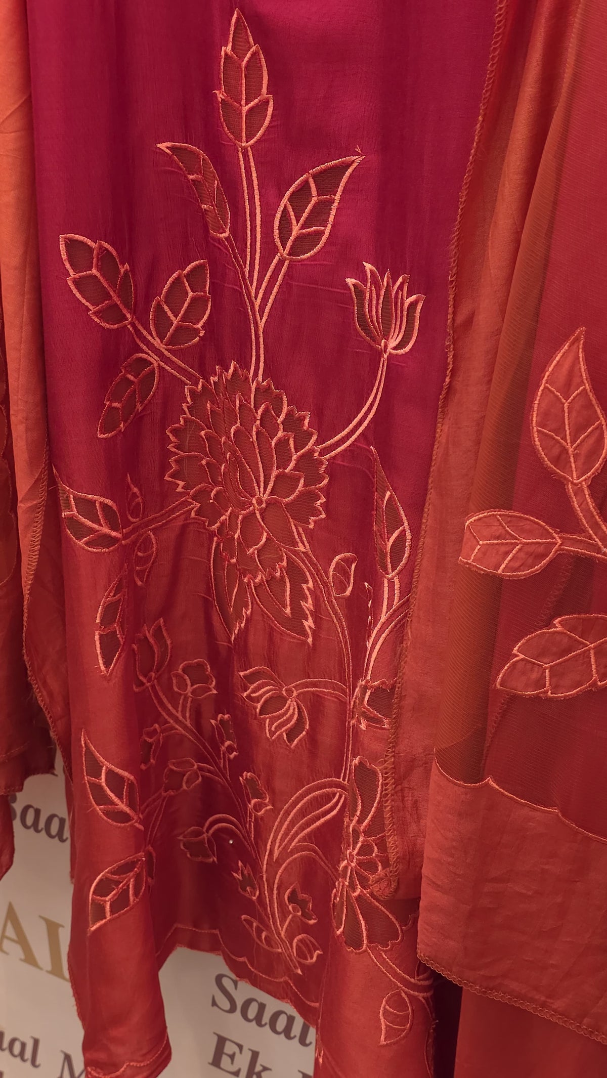 Ombre Muslin Applique Designer Suit