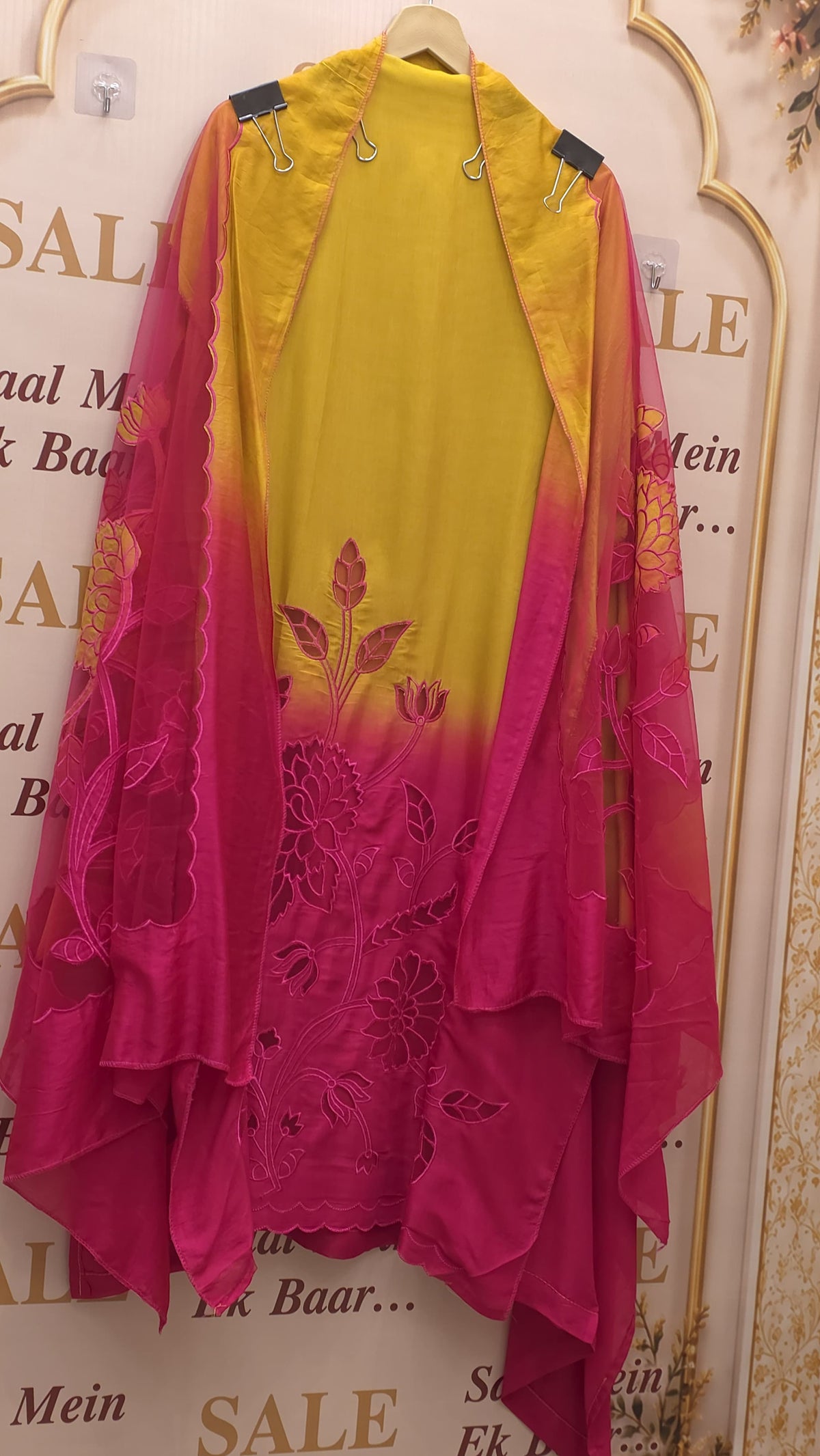 Ombre Muslin Applique Designer Suit