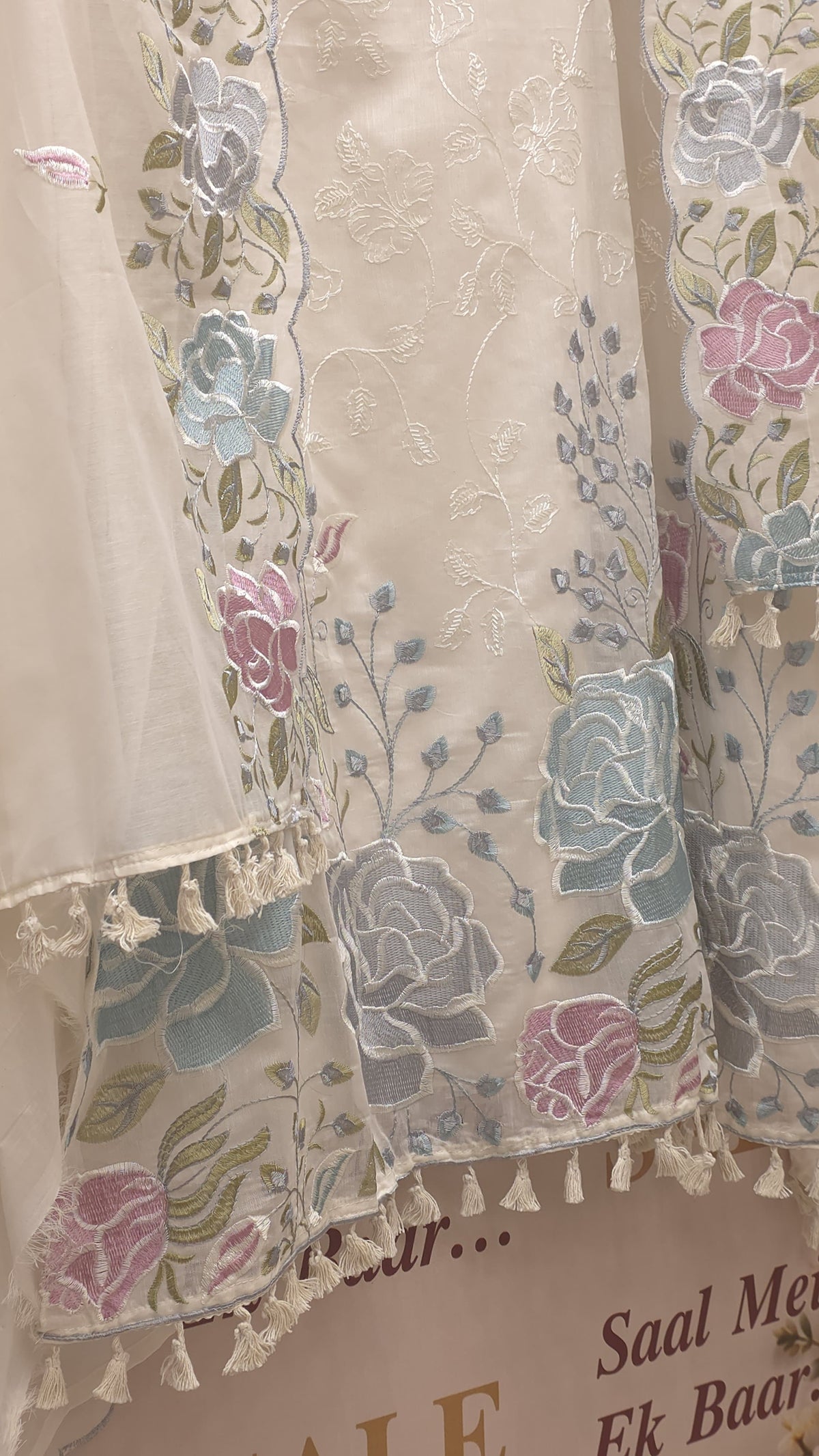 Elegant Mulchanderi Threadwork Hem Suit