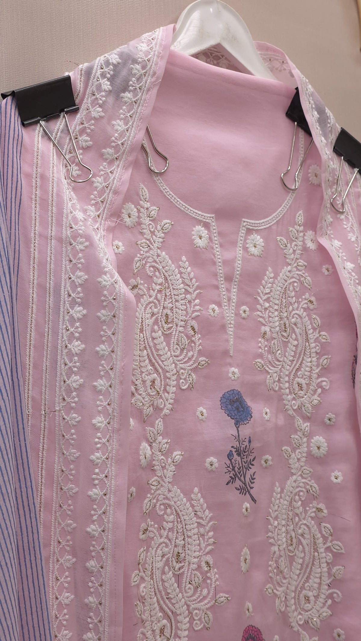 Lucknowi Embroidery Printed Mulchanderi Suit