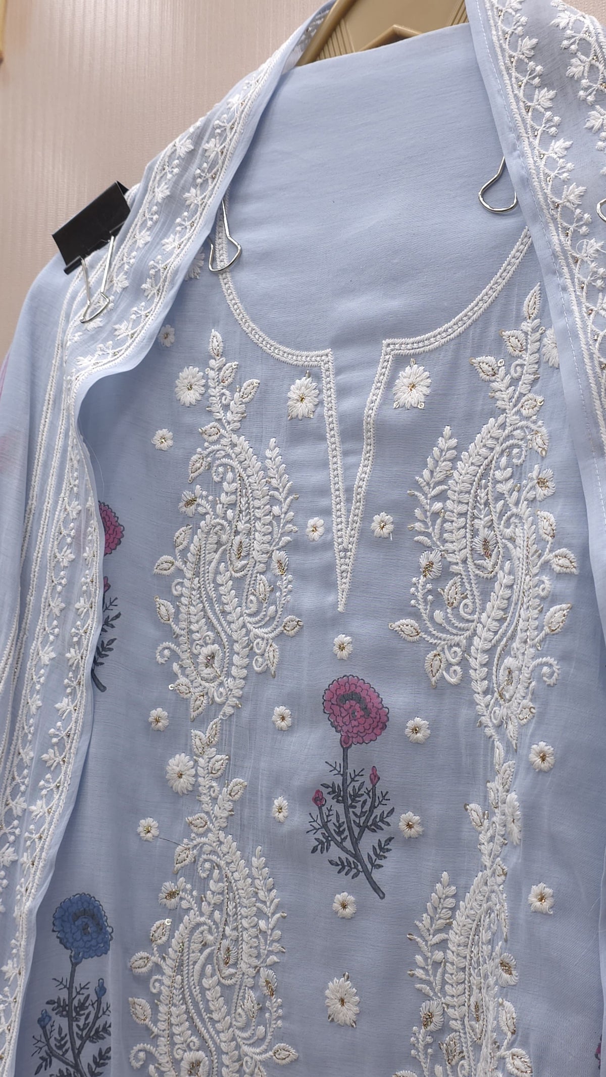 Lucknowi Embroidery Printed Mulchanderi Suit
