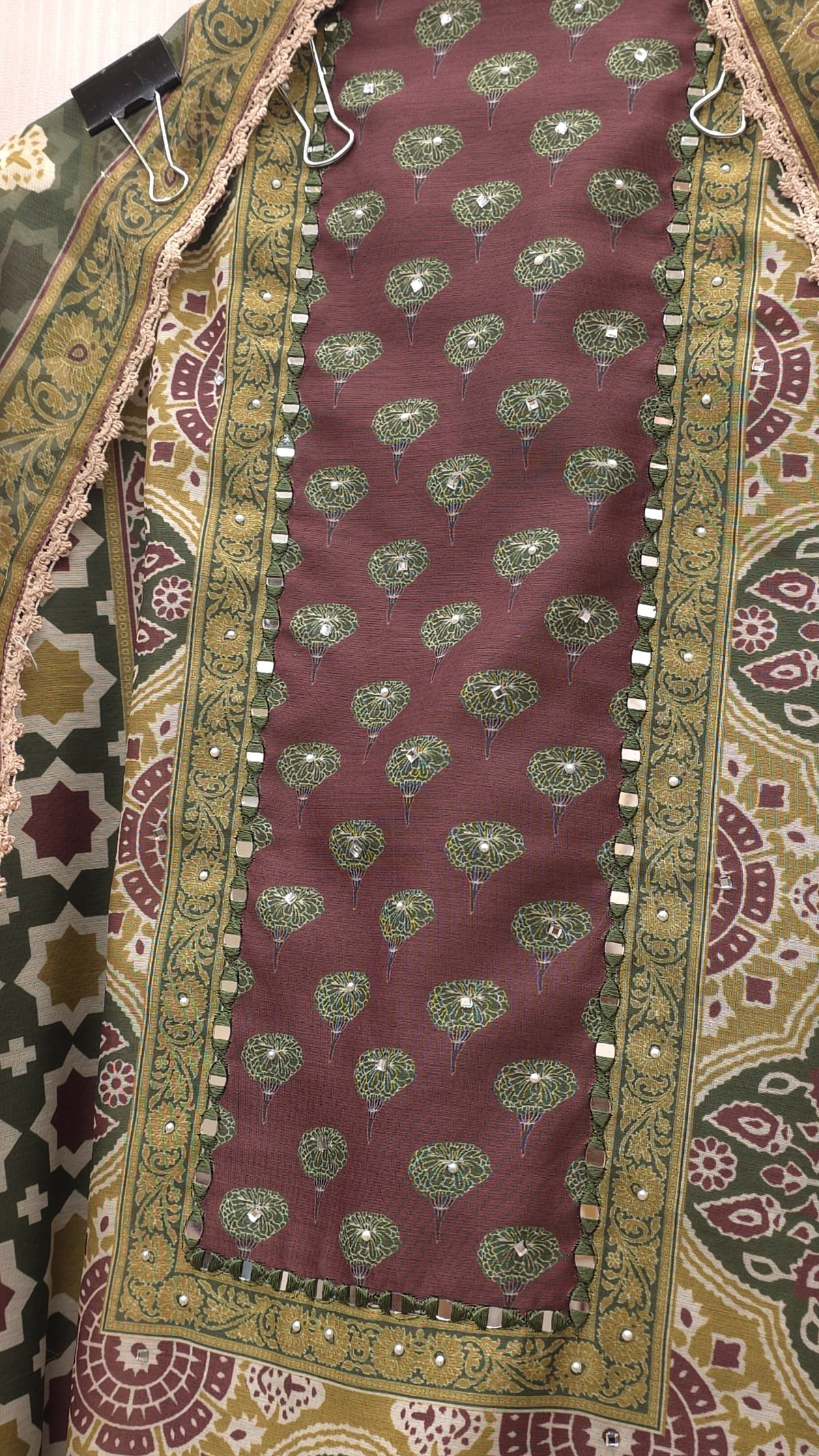 Ajrakh Printed Maheshwari Silk Suit