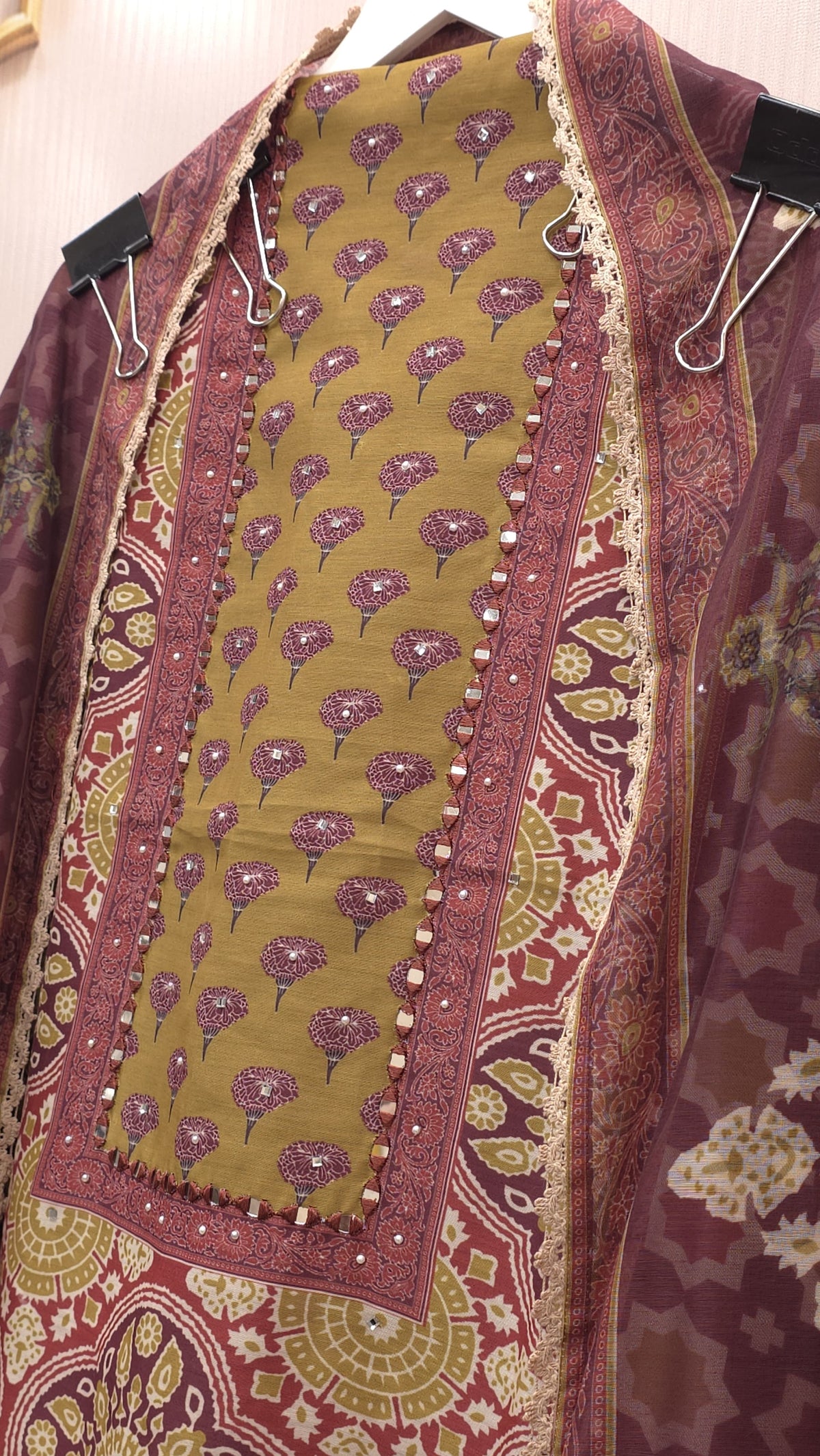Ajrakh Printed Maheshwari Silk Suit
