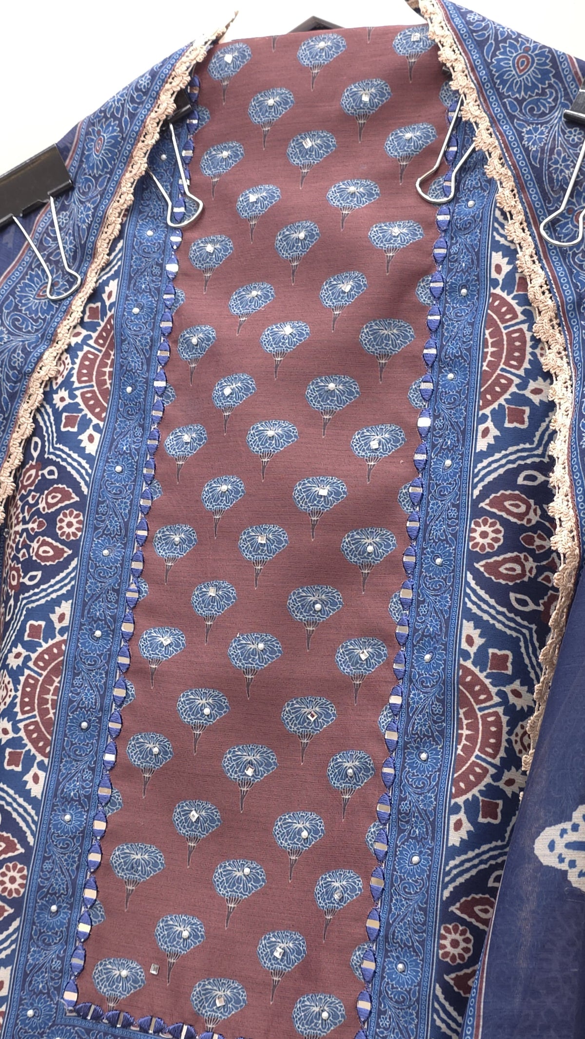 Ajrakh Printed Maheshwari Silk Suit