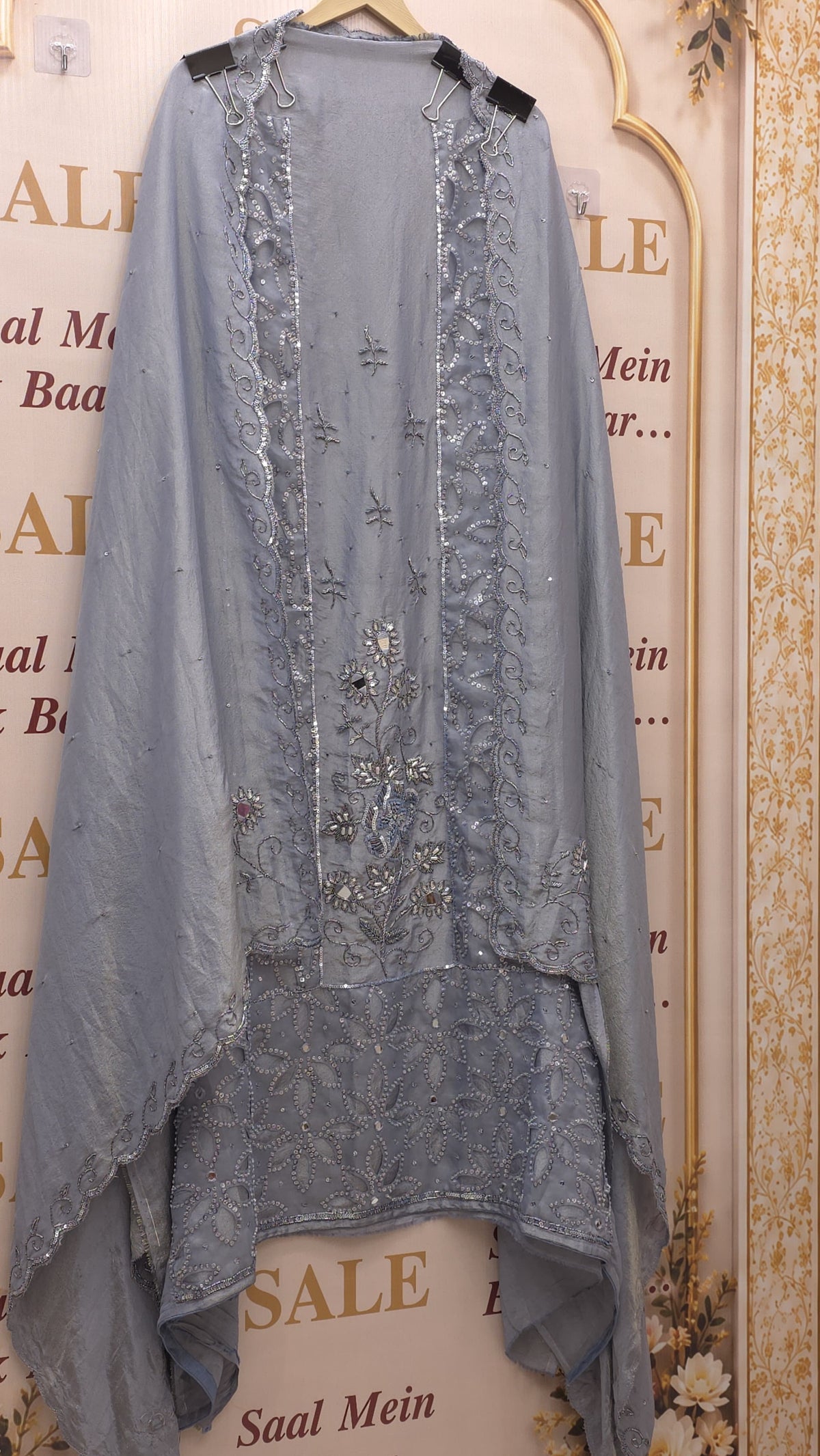 Luxury Indo-Western Handwork-Cutwork Tissue Suit