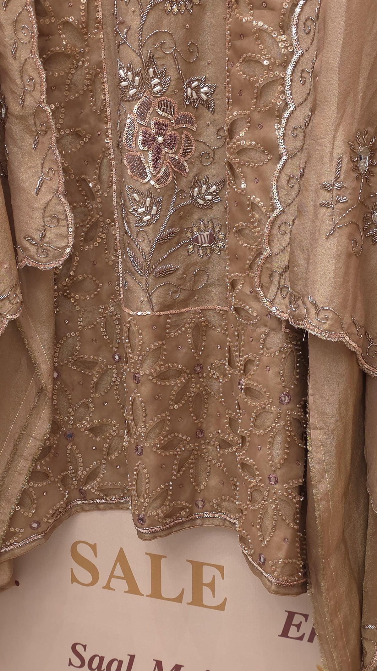 Luxury Indo-Western Handwork-Cutwork Tissue Suit