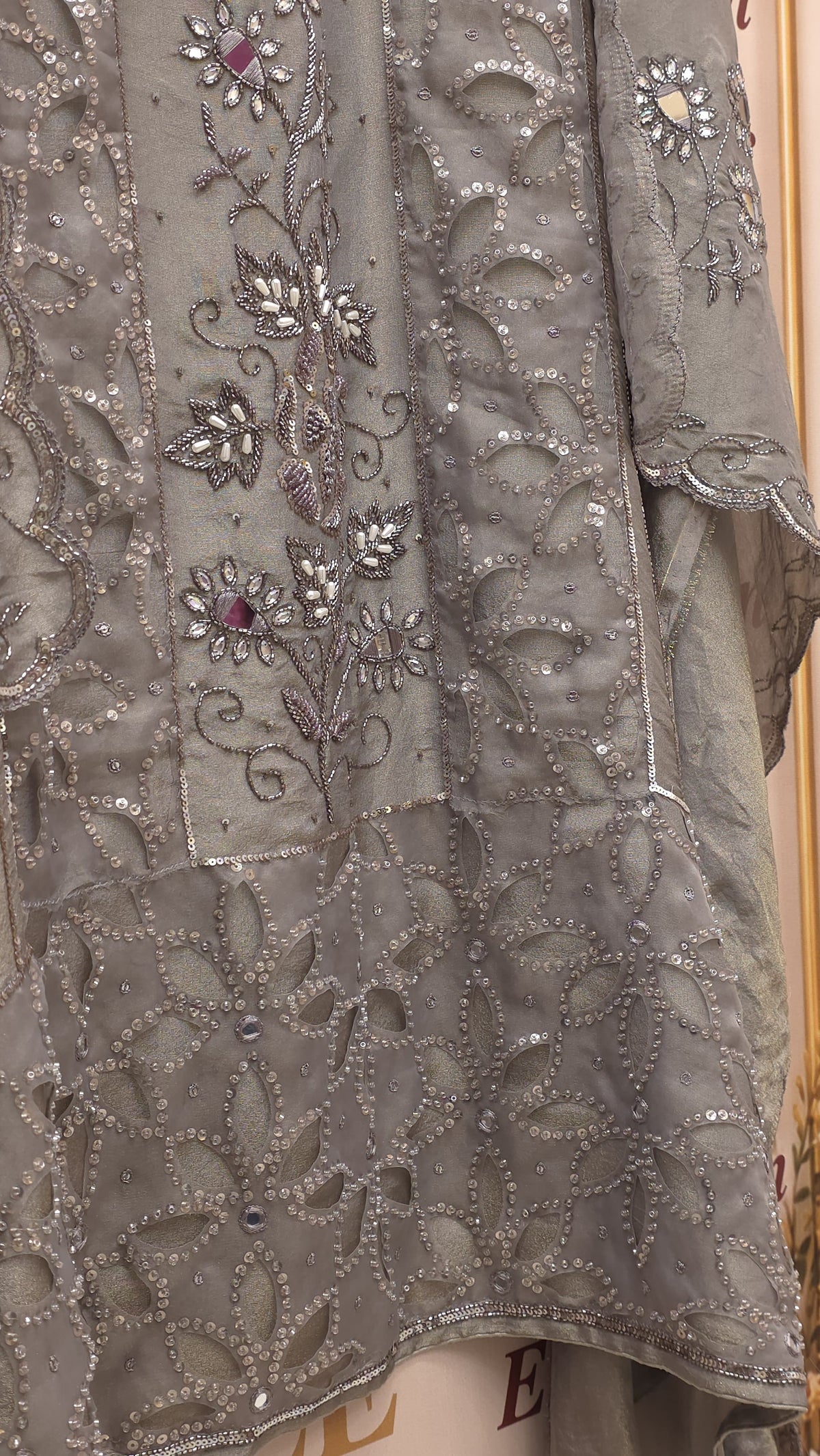 Luxury Indo-Western Handwork-Cutwork Tissue Suit